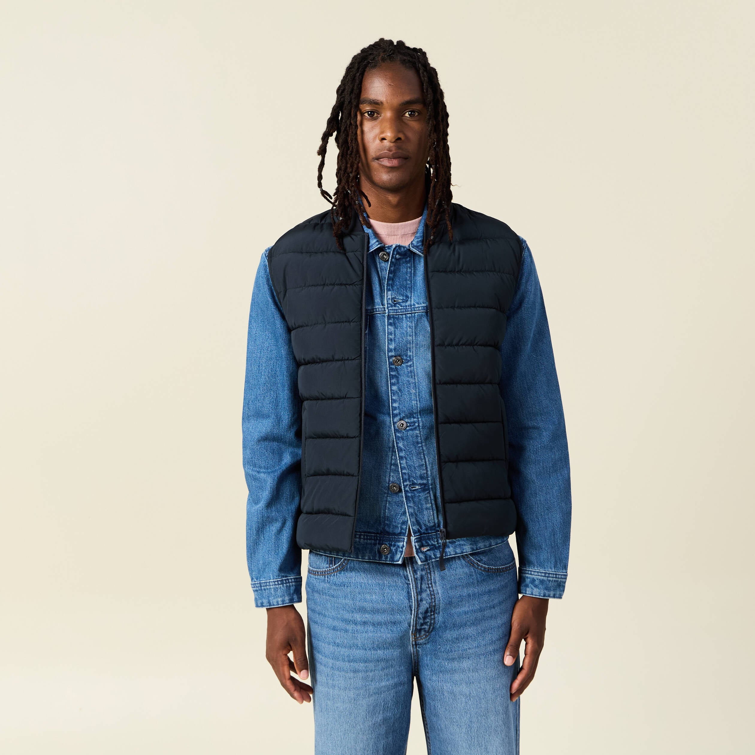 Doudoune courte sans manches bleu marine homme