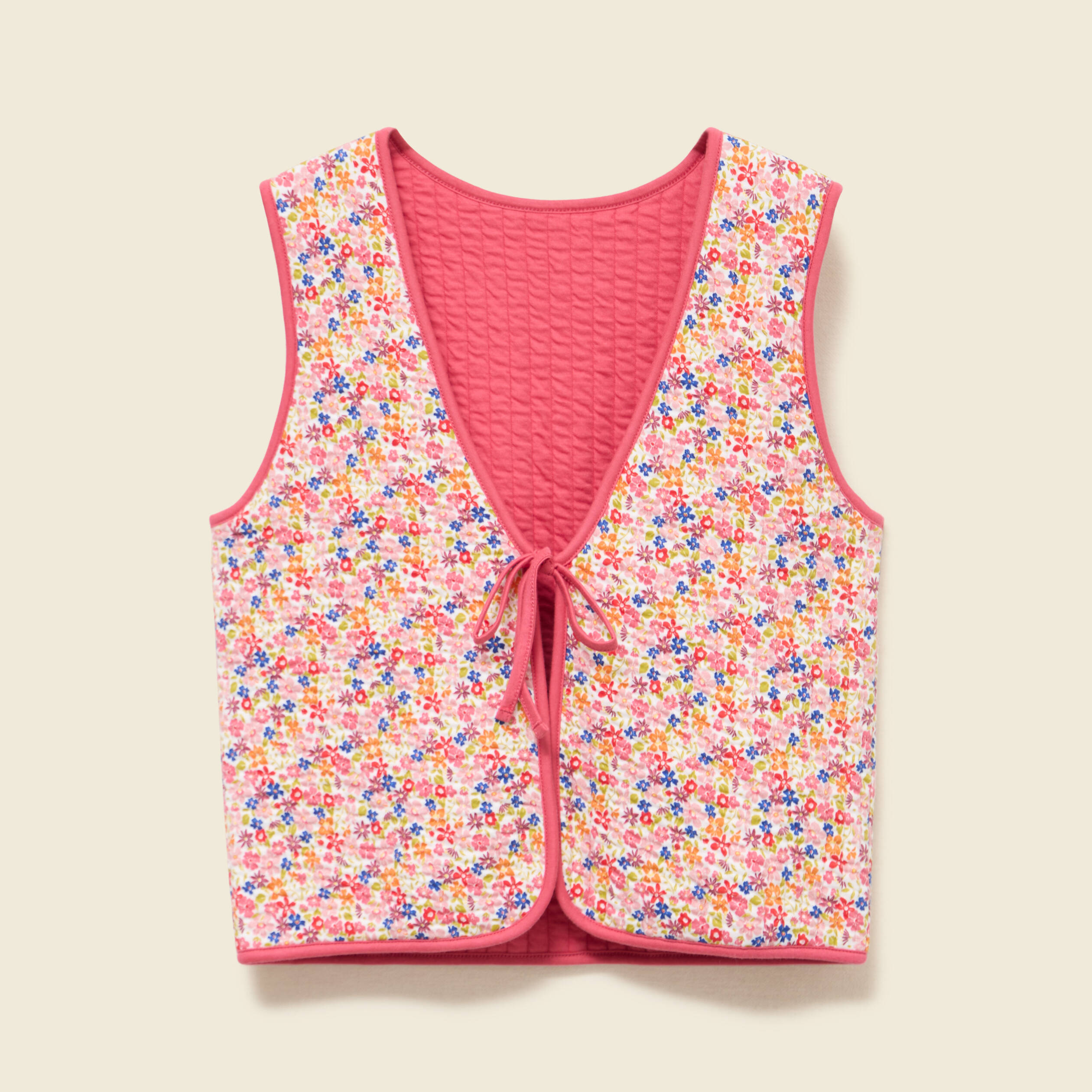 Gilet r&eacute;versible droit sans manches multicolore femme