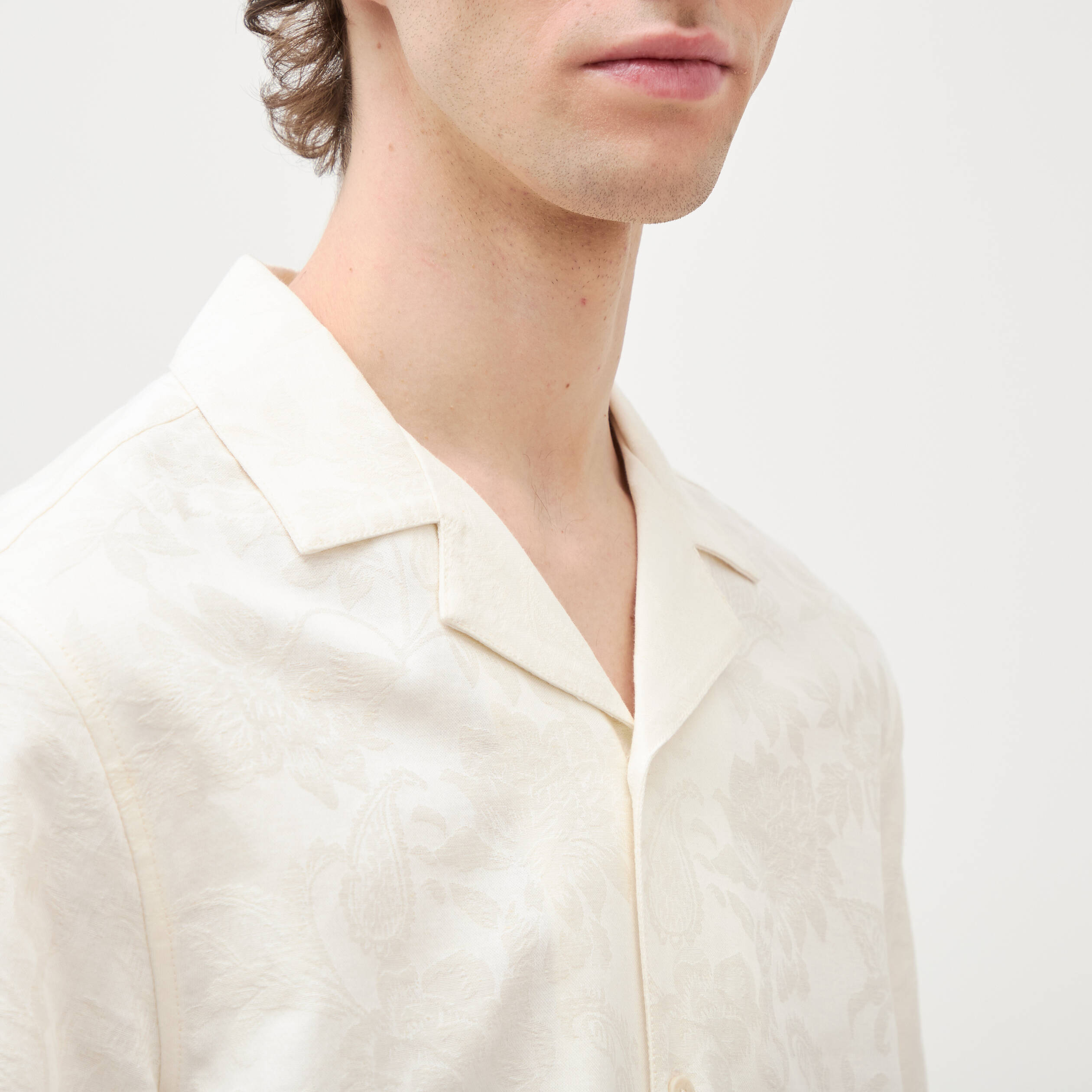 Chemise boyfriend manches courtes ecru homme