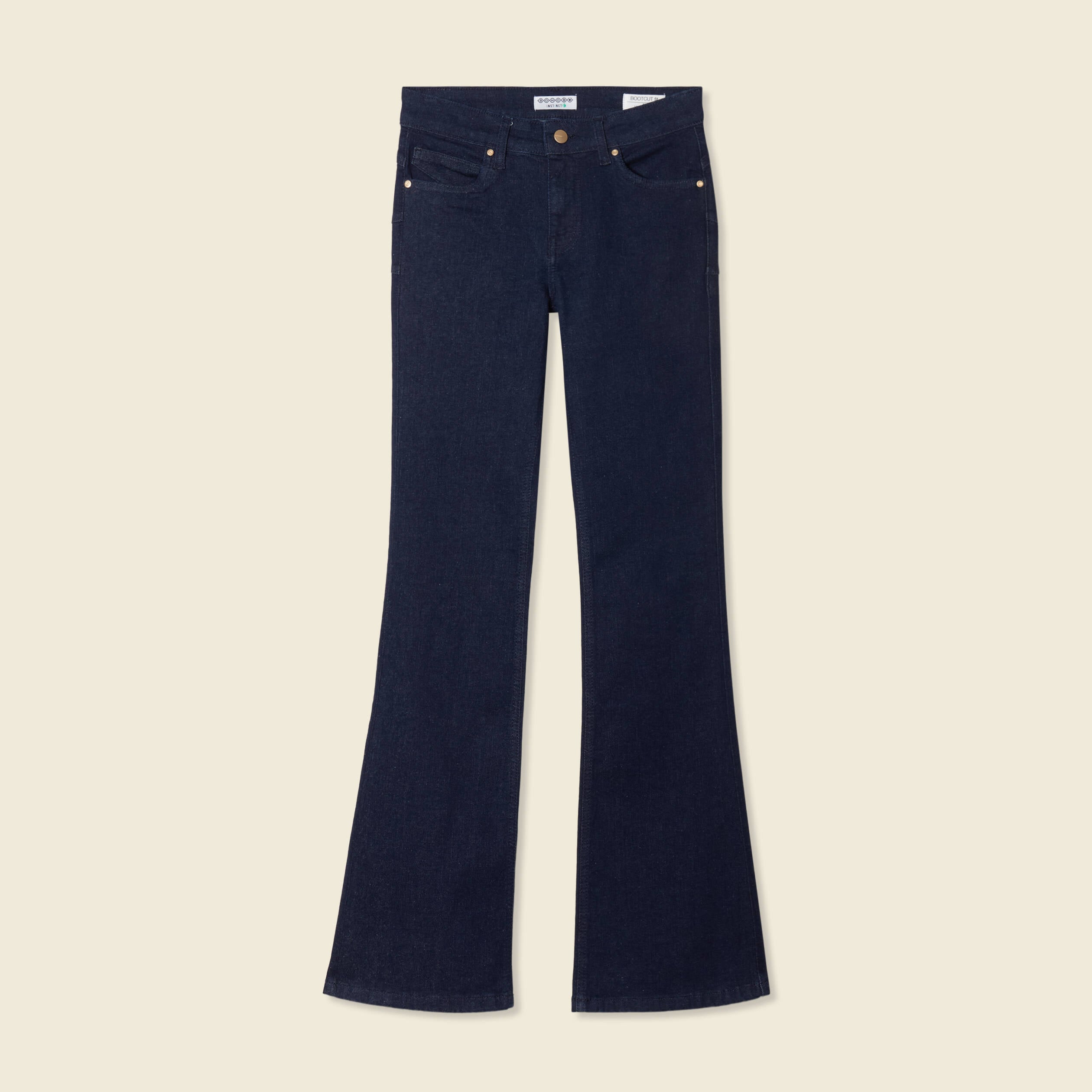 Jeans bootcut 5 poches denim brut femme