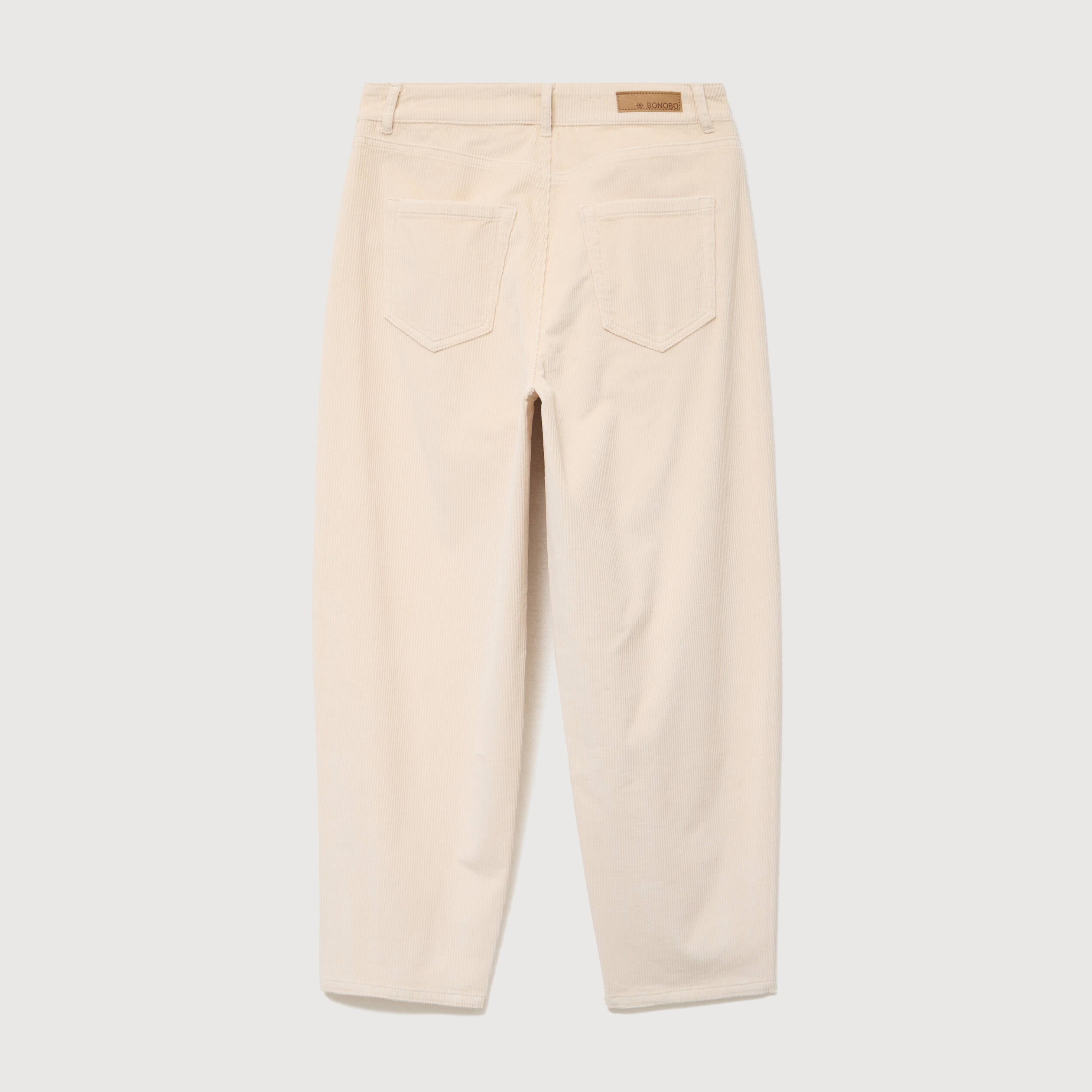 Pantalon taille haute velours resserr&eacute; ivoire femme