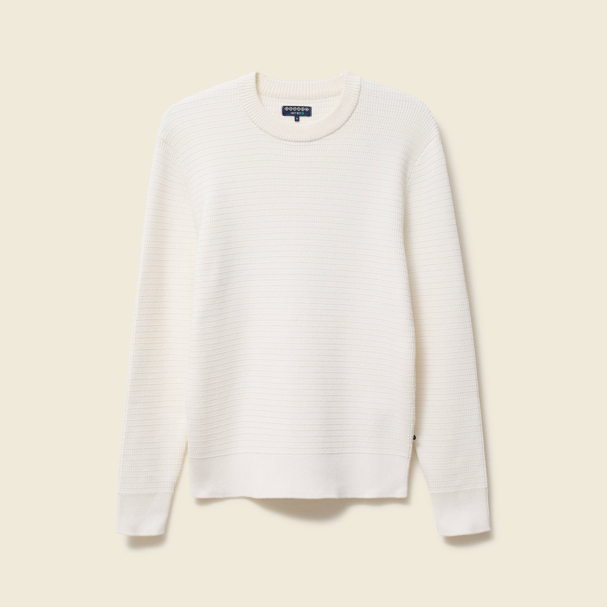 Pull col rond manches longues ecru homme