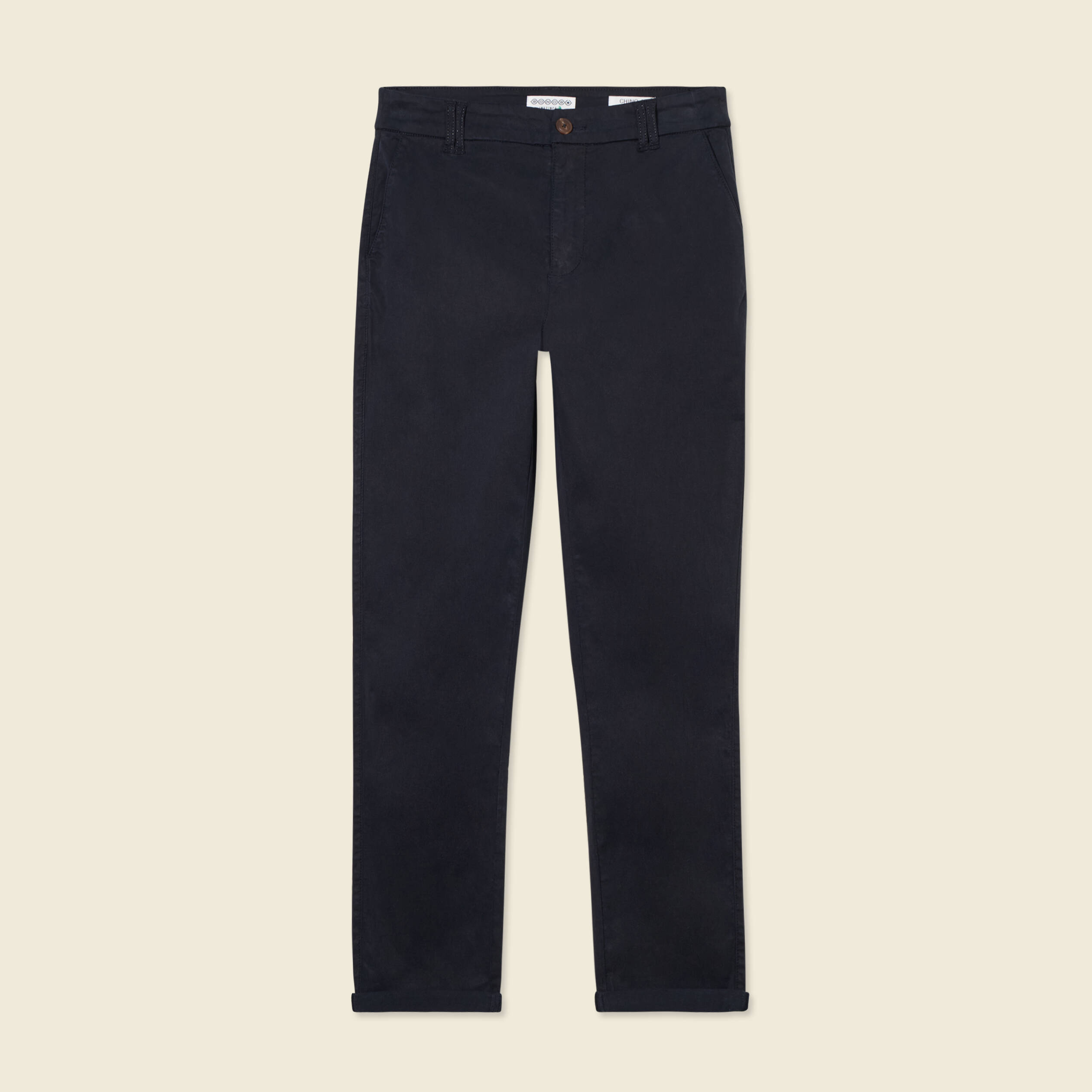 Pantalon chino cigarette bleu fonc&eacute; femme