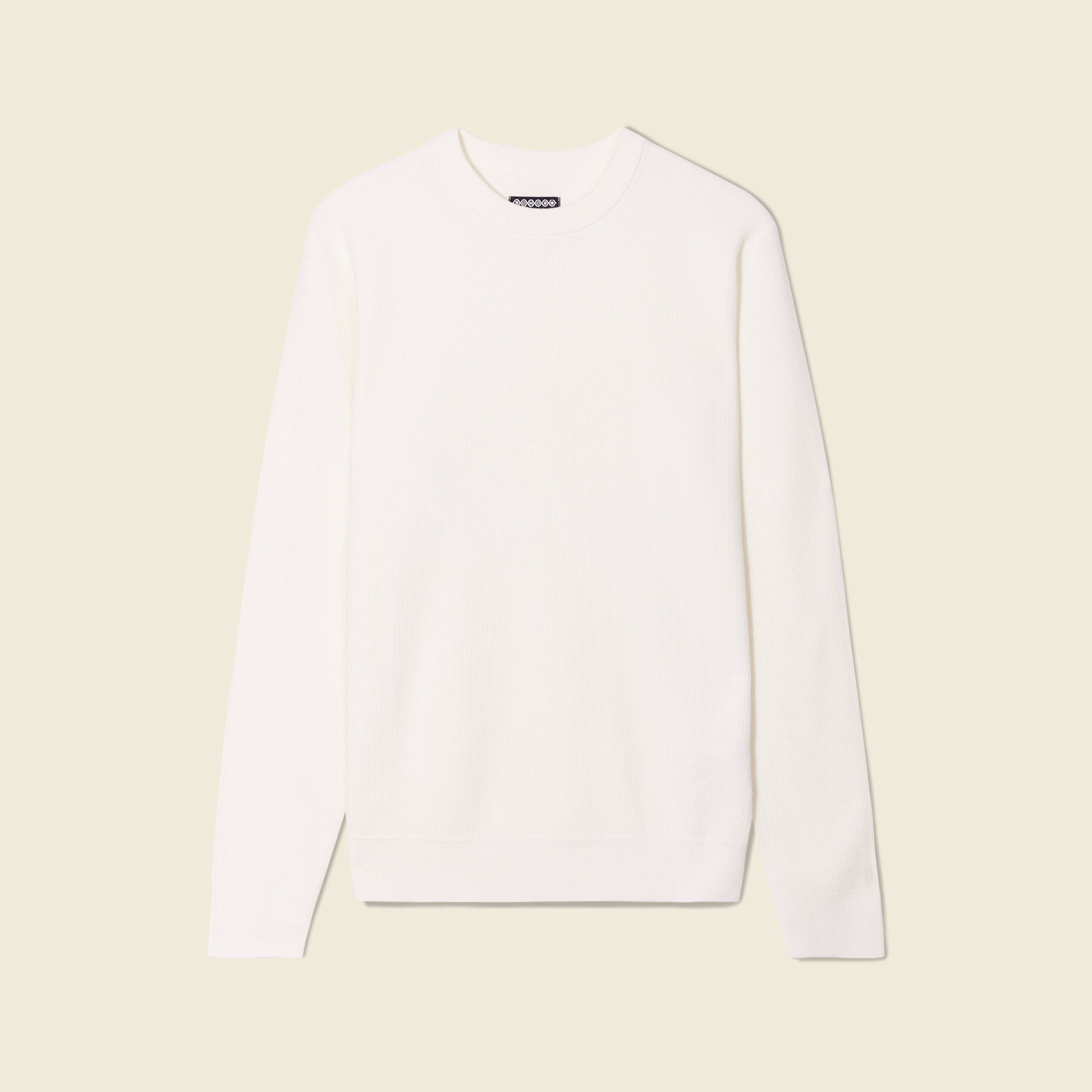 Pull fin col rond manches longues ecru homme