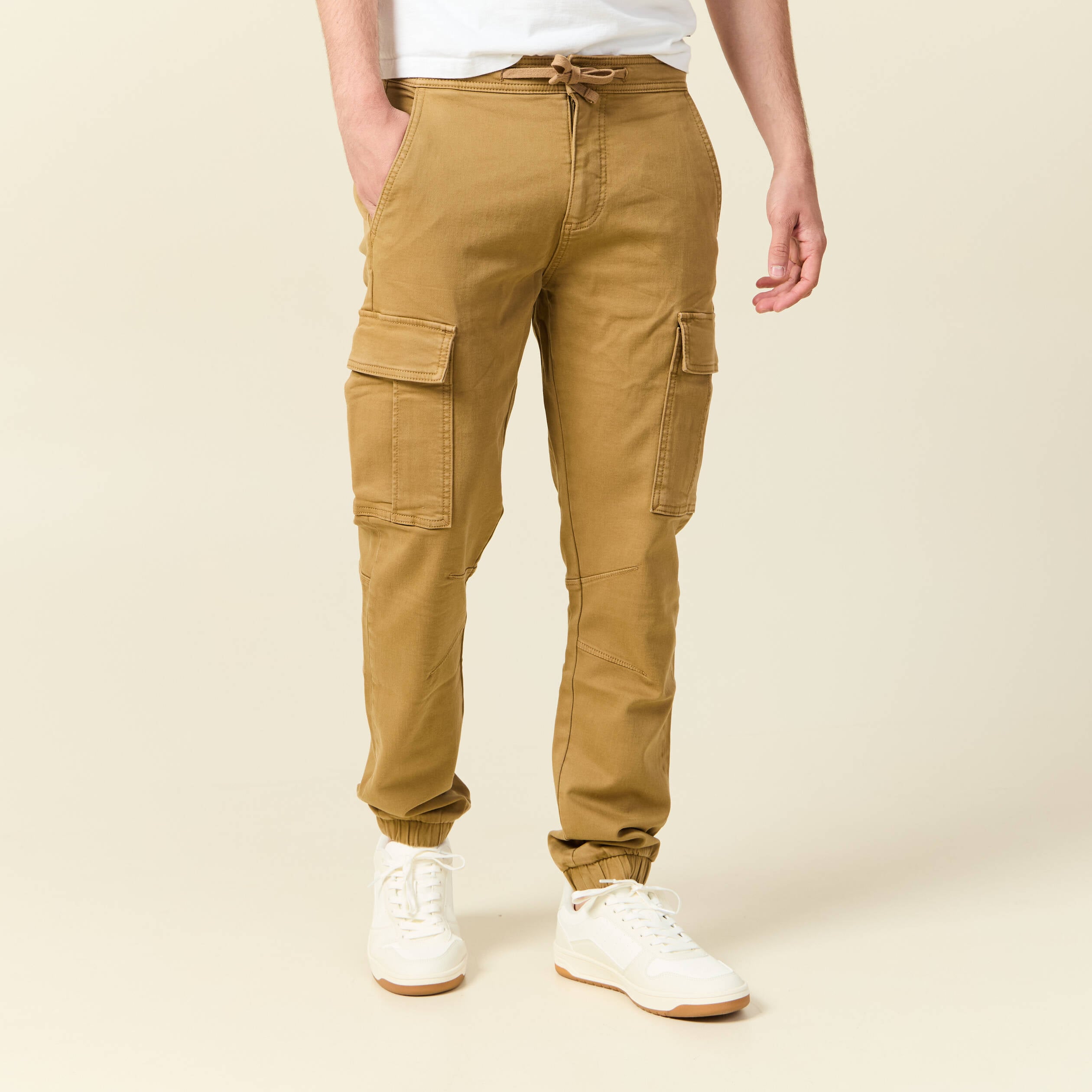 Pantalon battle bas resserr&eacute; vert kaki homme