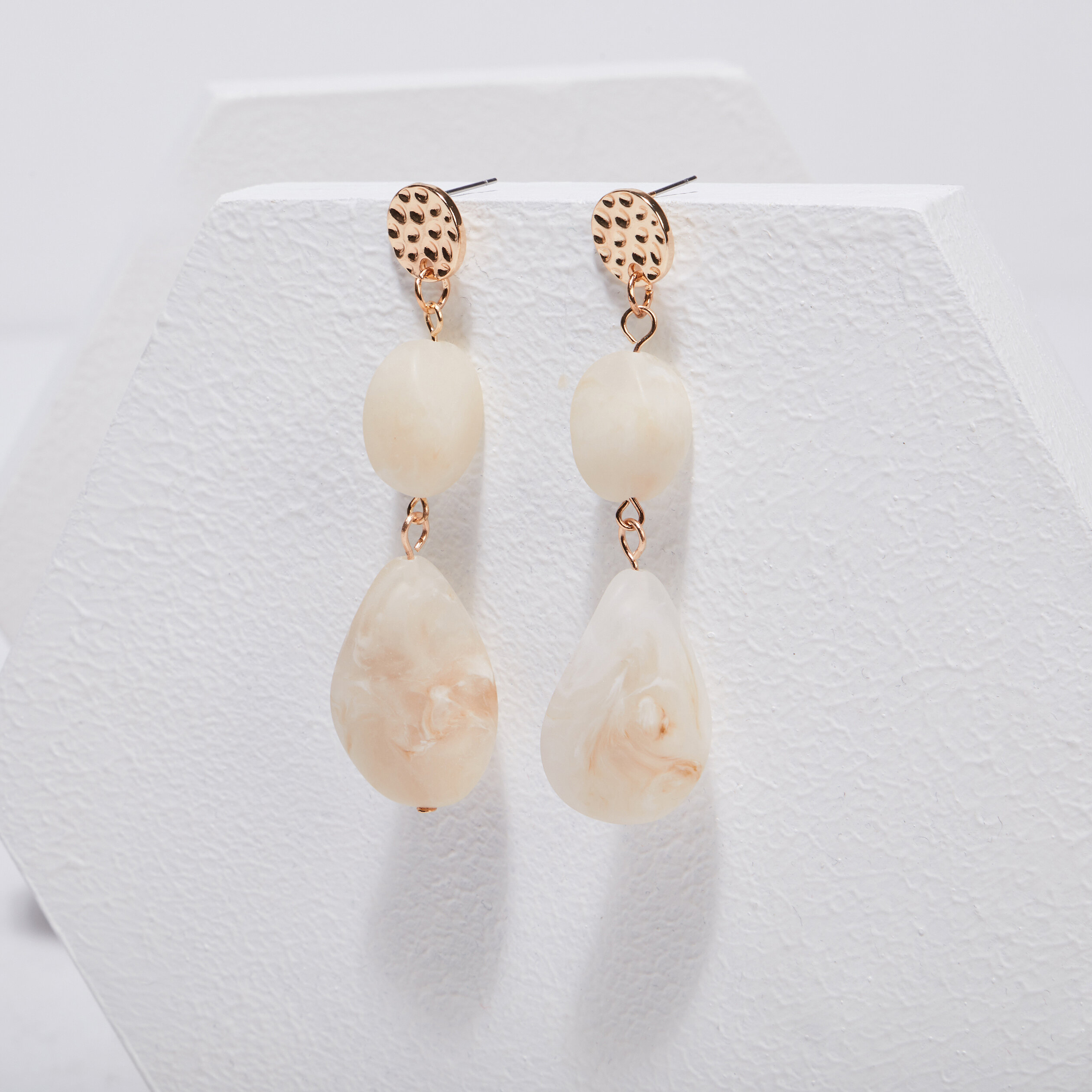 Boucles d'oreilles pendantes ecru femme