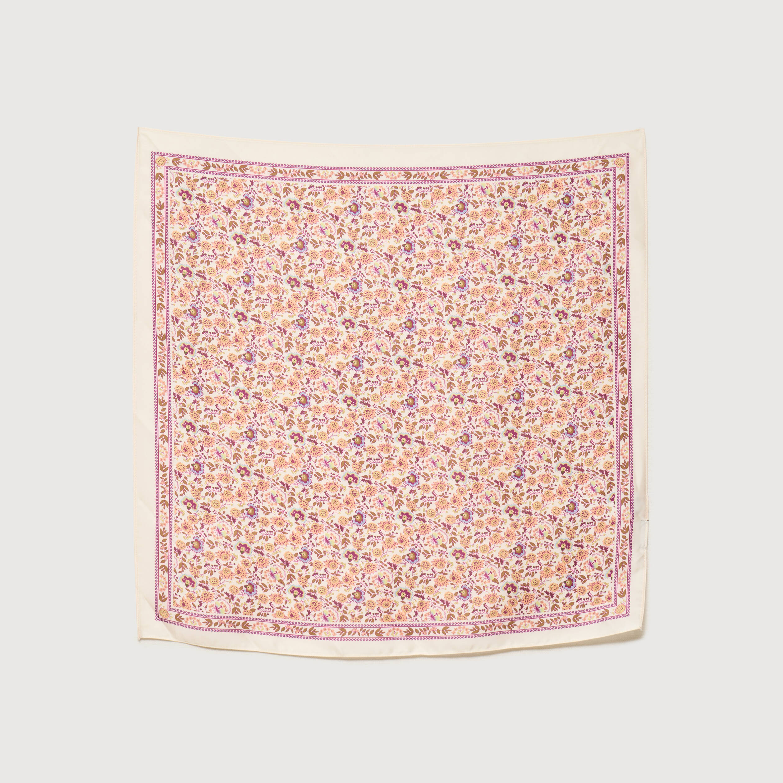 Foulard carr&eacute; satin ecru femme