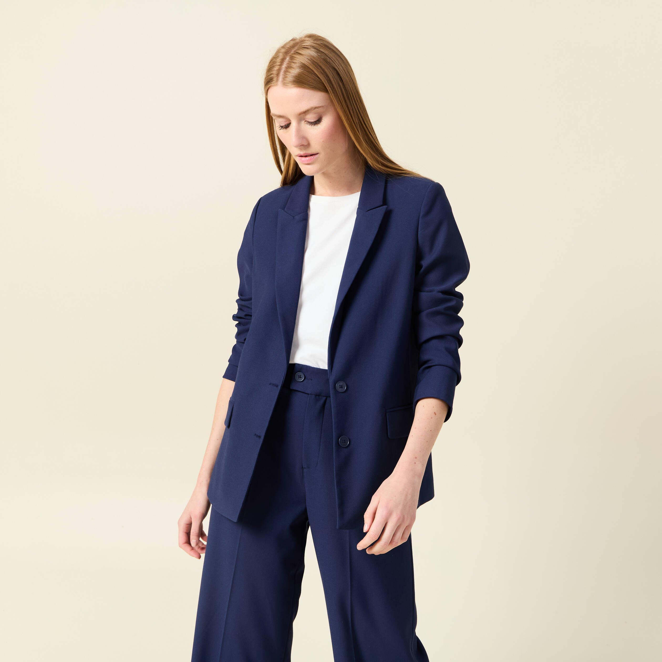 Ensemble Tailleur Veste Complet Femme Veste Tailleur Bleu Marine