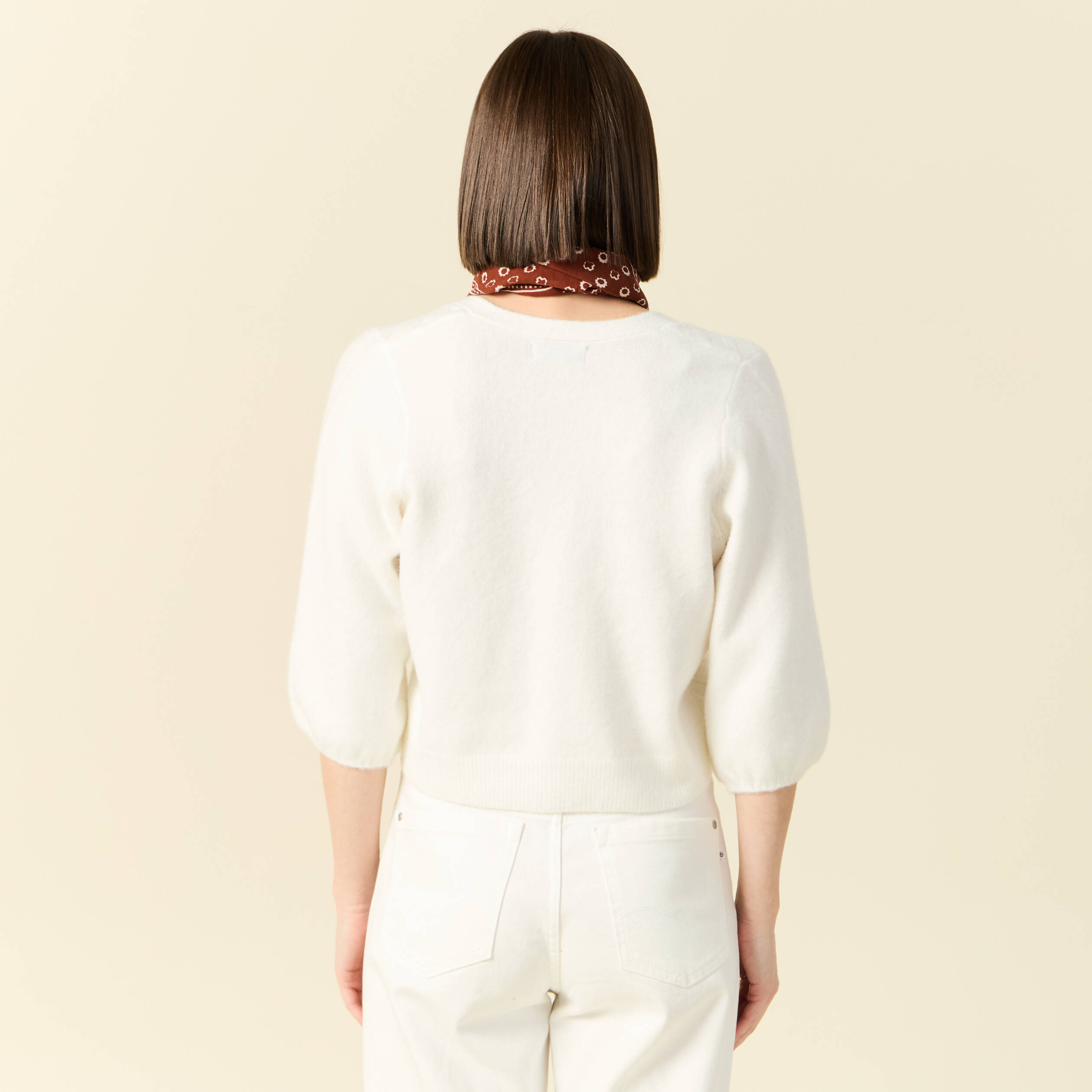 Gilet manches 3/4 blanc femme