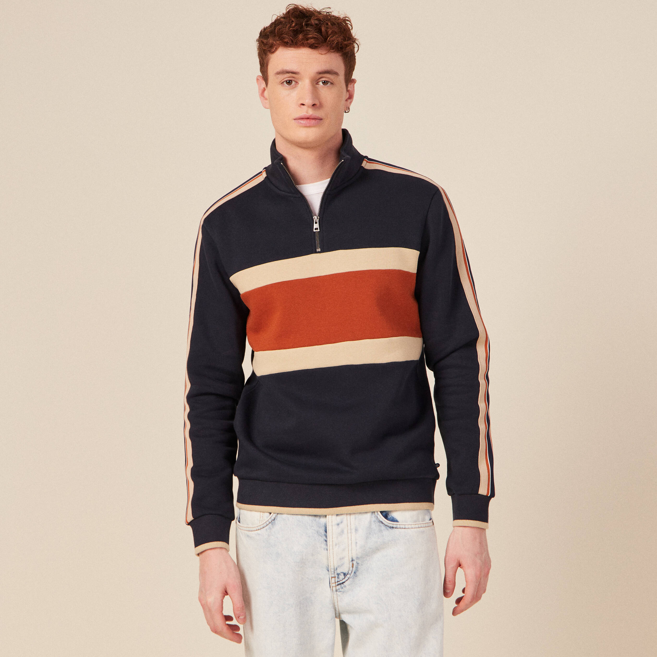sweat manches longues orange fonce homme Sweat manches longues orange foncé homme