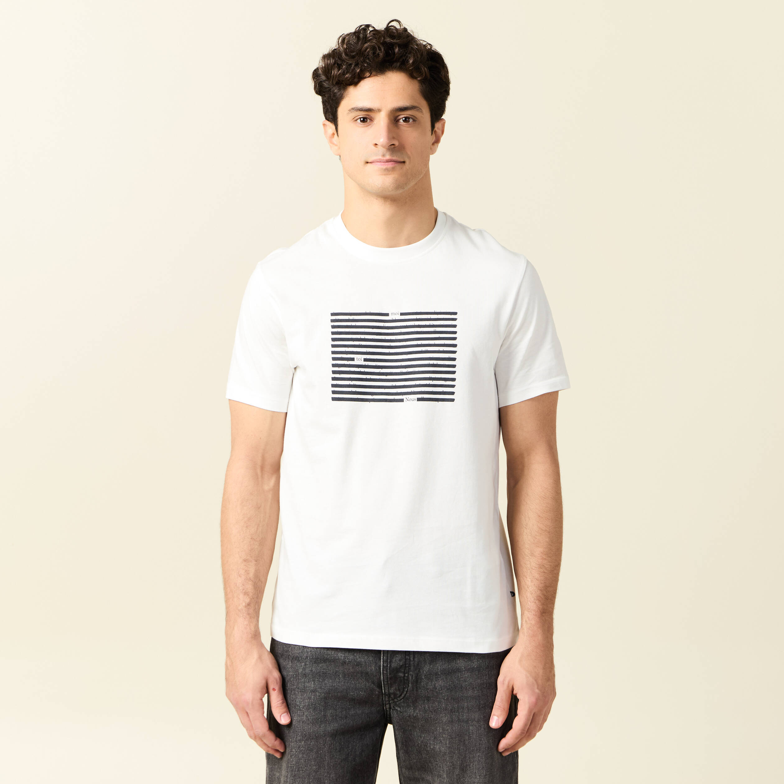 T-shirt manches courtes ecru homme