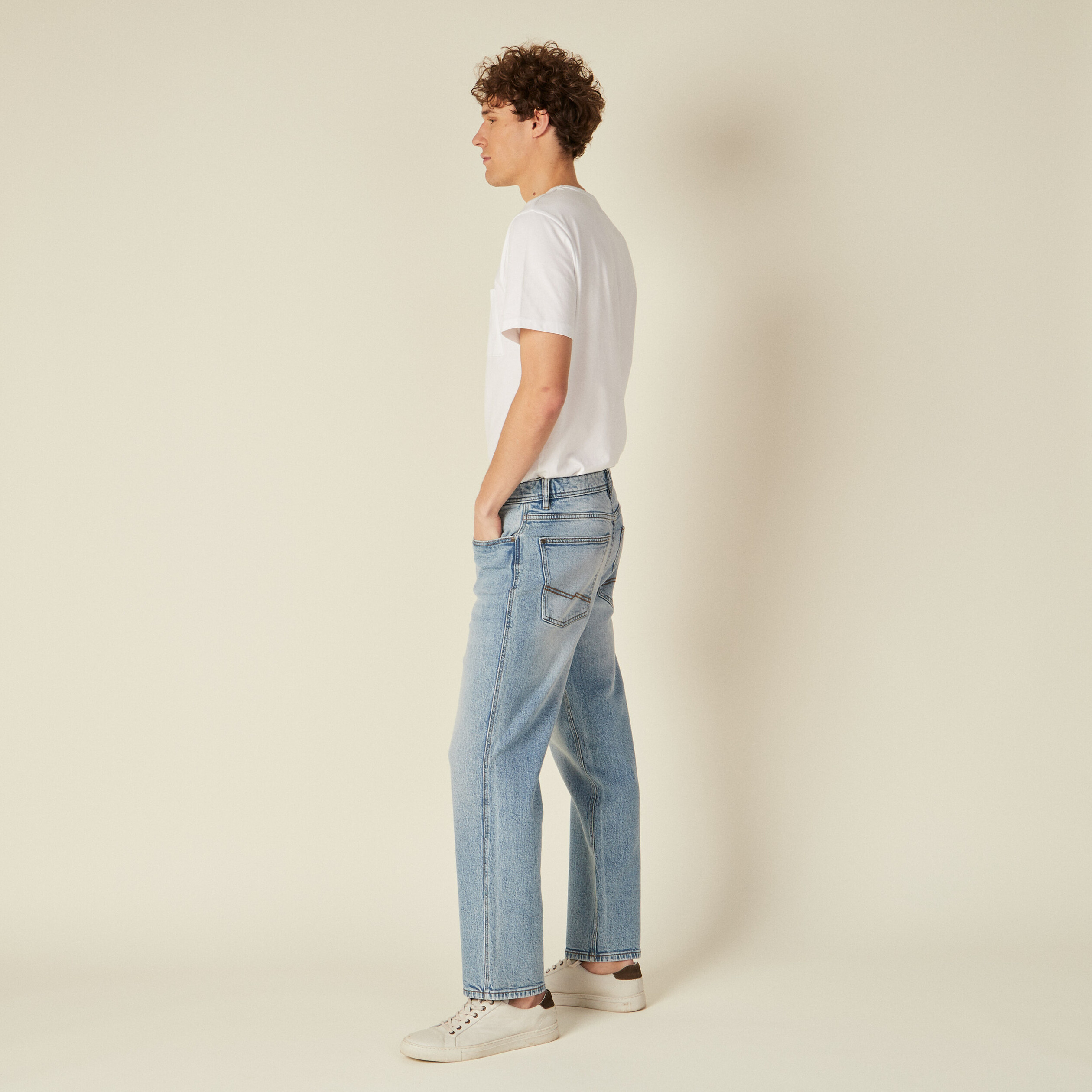 Jeans relaxed 5 poches denim bleach homme Vibs