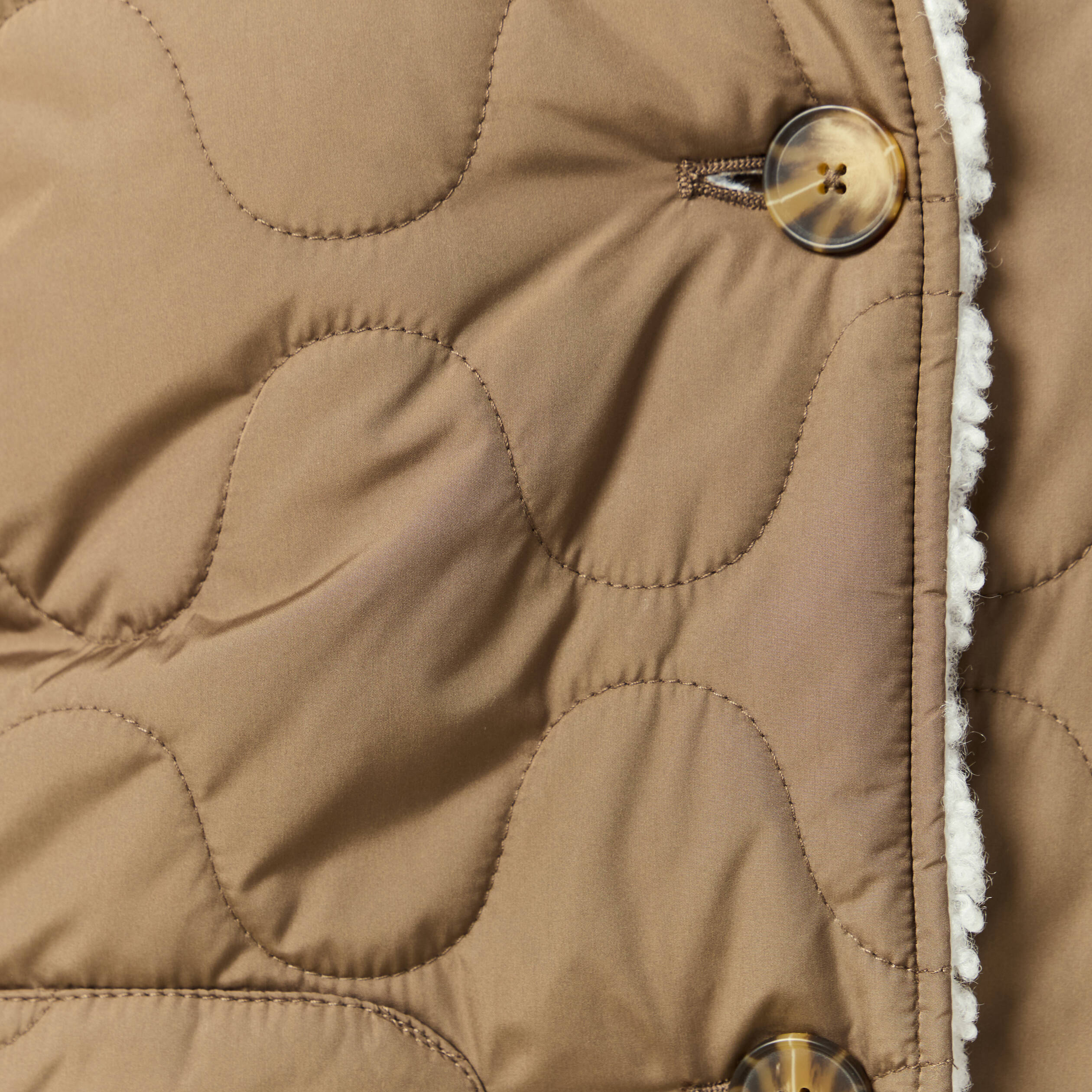 Parka courte droite effet polaire marron clair femme