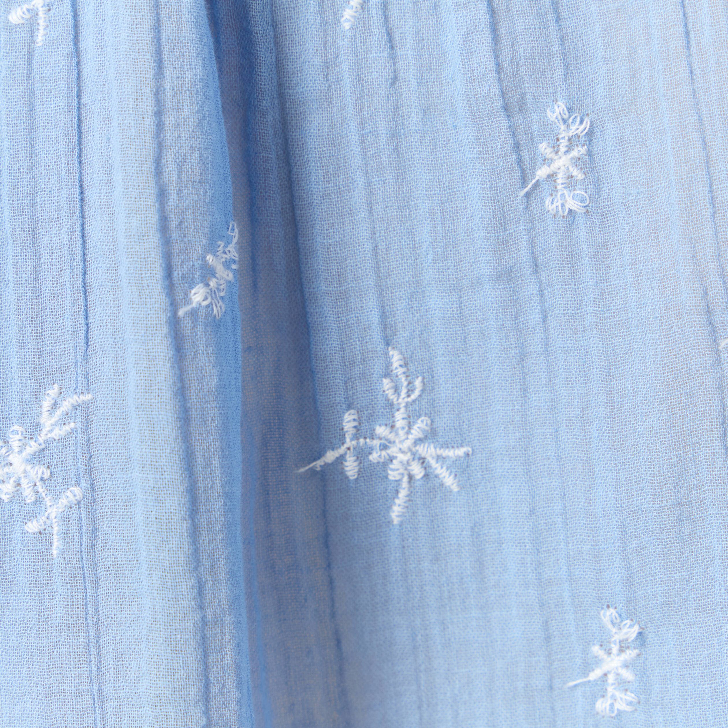 blouse manches longues brodee bleu ciel femme Blouse manches longues brodée bleu ciel femme