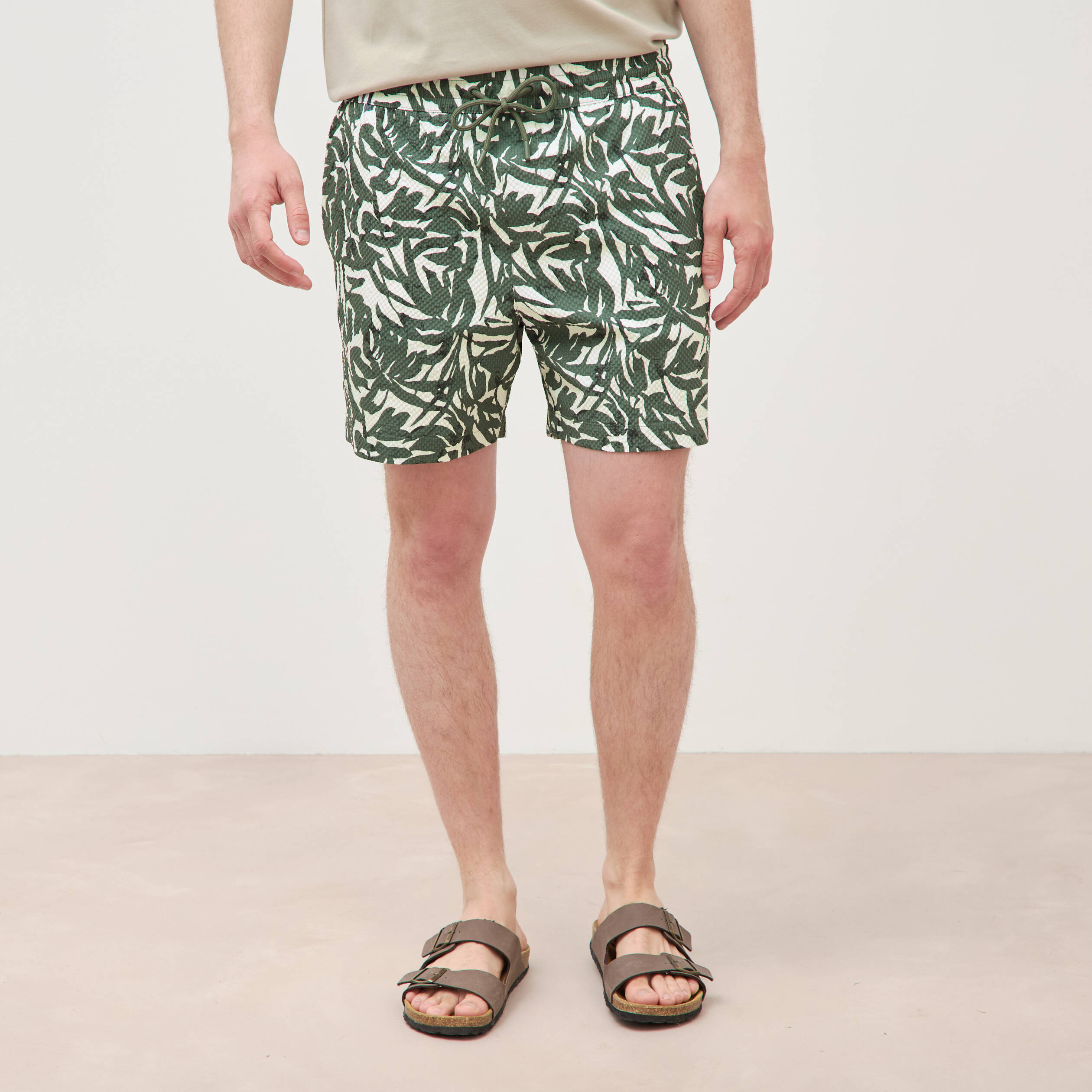 Maillot de bain doubl&eacute; vert kaki homme