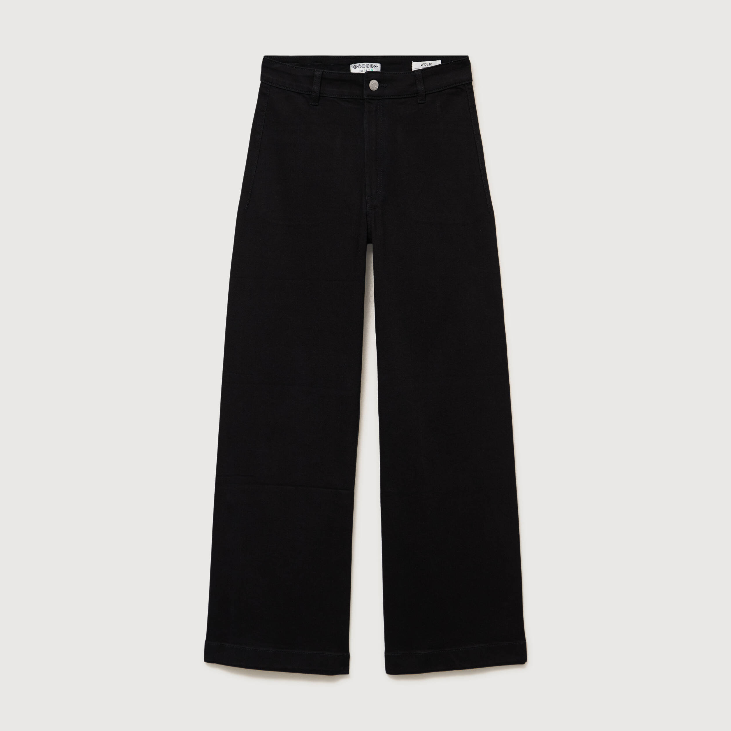 Jeans large taille haute denim noir femme