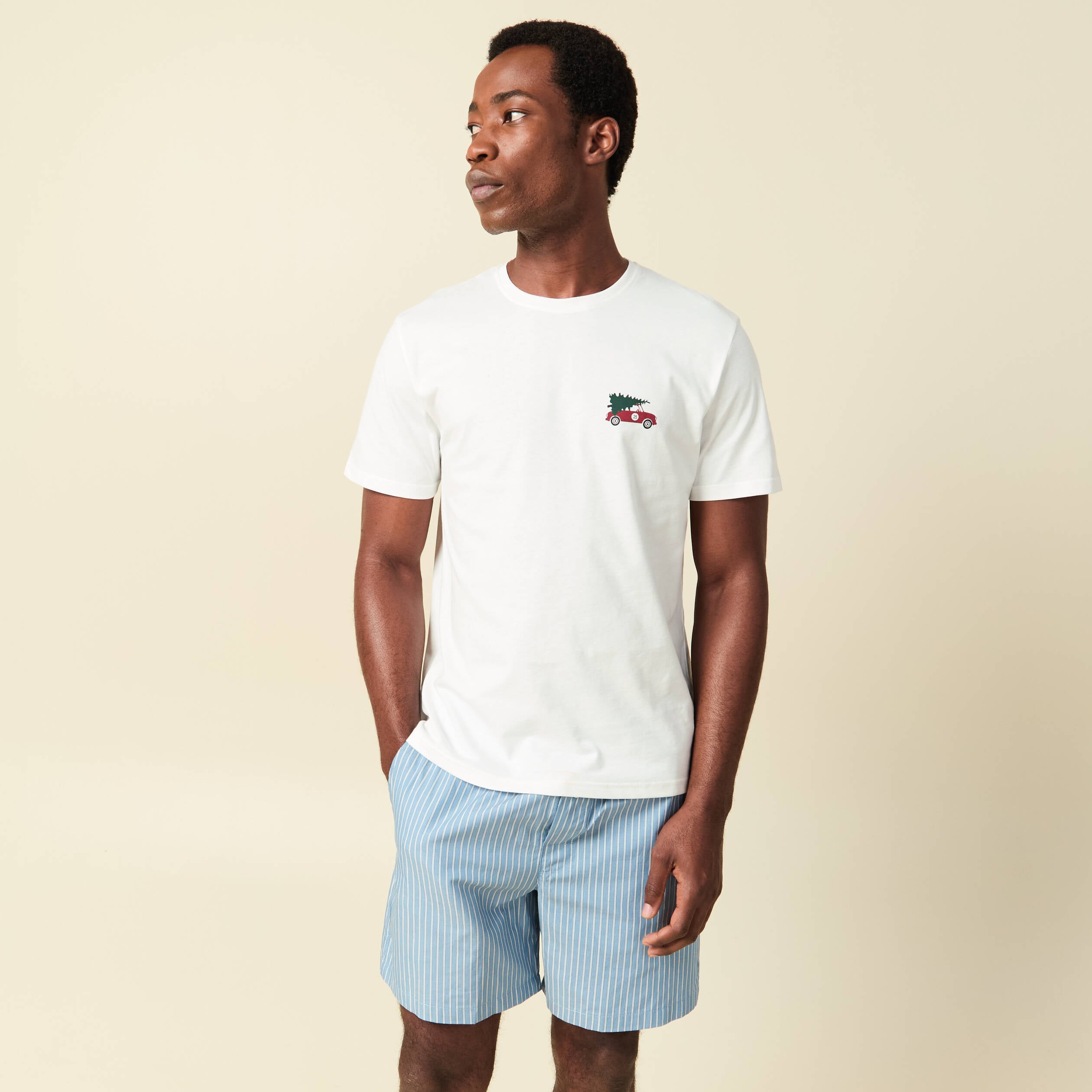 Pyjama coton haut et bas blanc homme