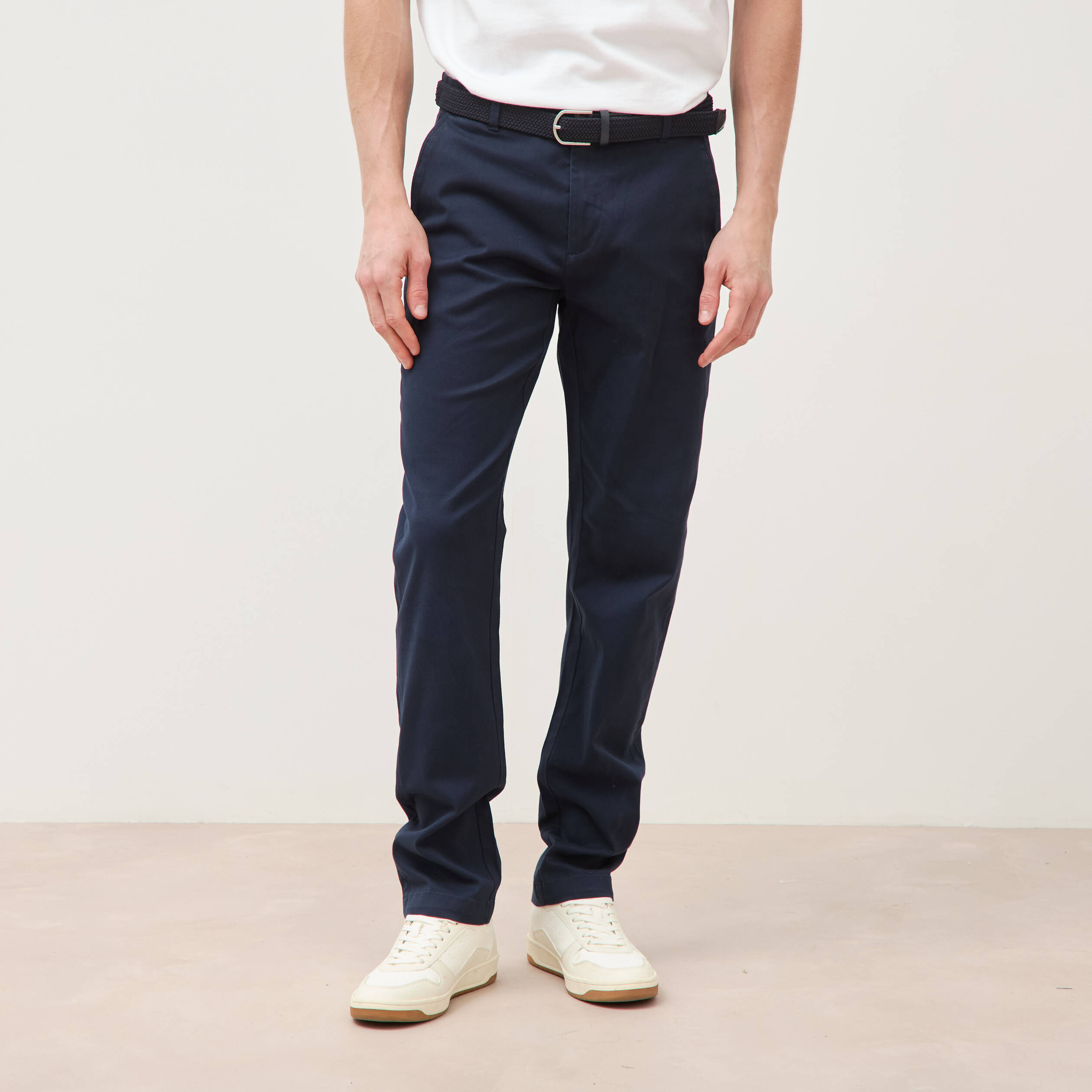 Pantalon straight longueur 32 ceinture bleu marine homme