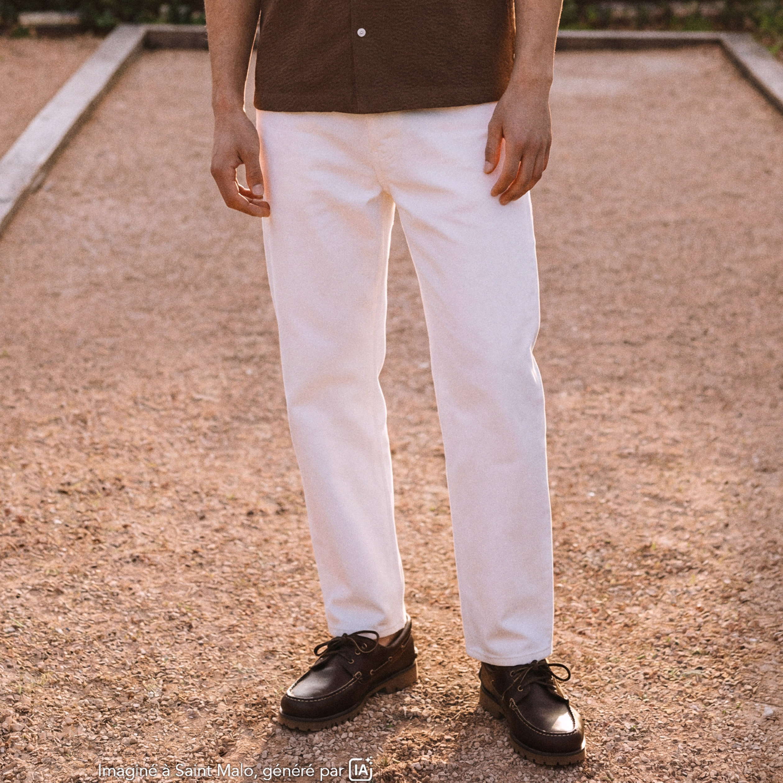 Jeans large relaxed denim blanc homme