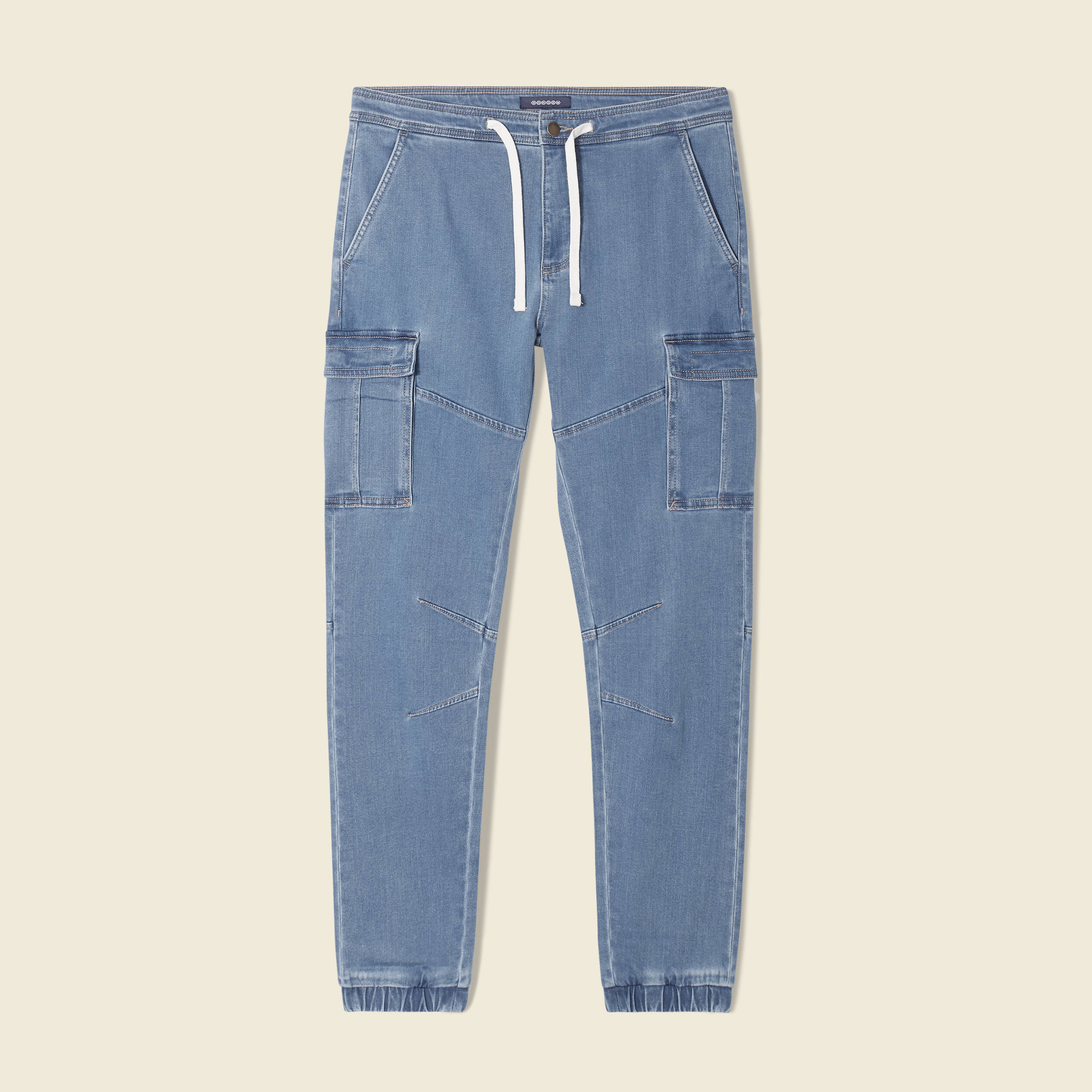 jeans battle a coulisse denim used homme Jeans battle à coulisse denim used homme