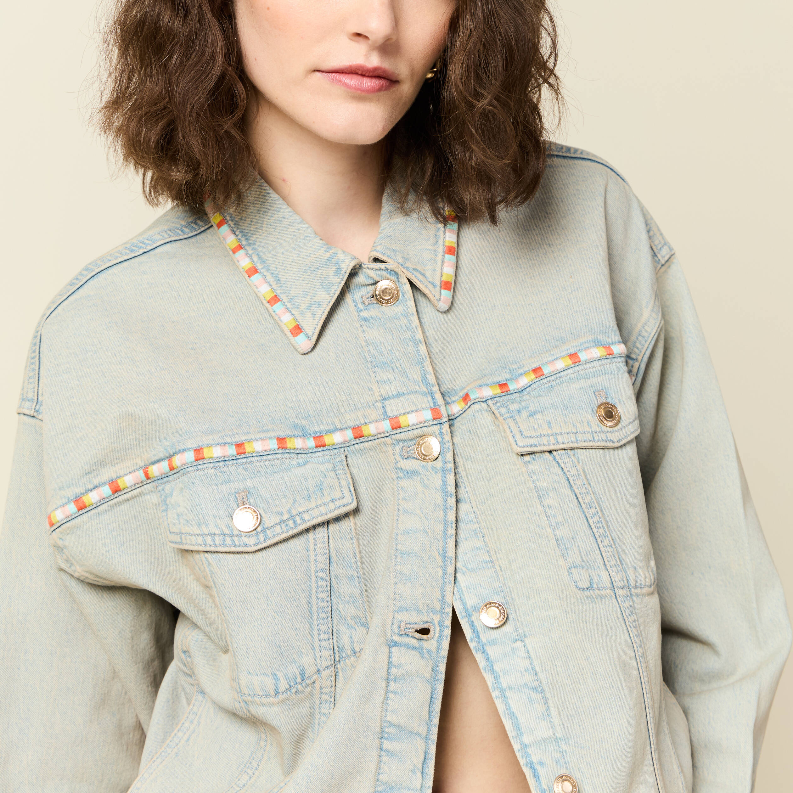 veste oversize en jean bleu ciel femme Veste oversize en jean bleu ciel femme