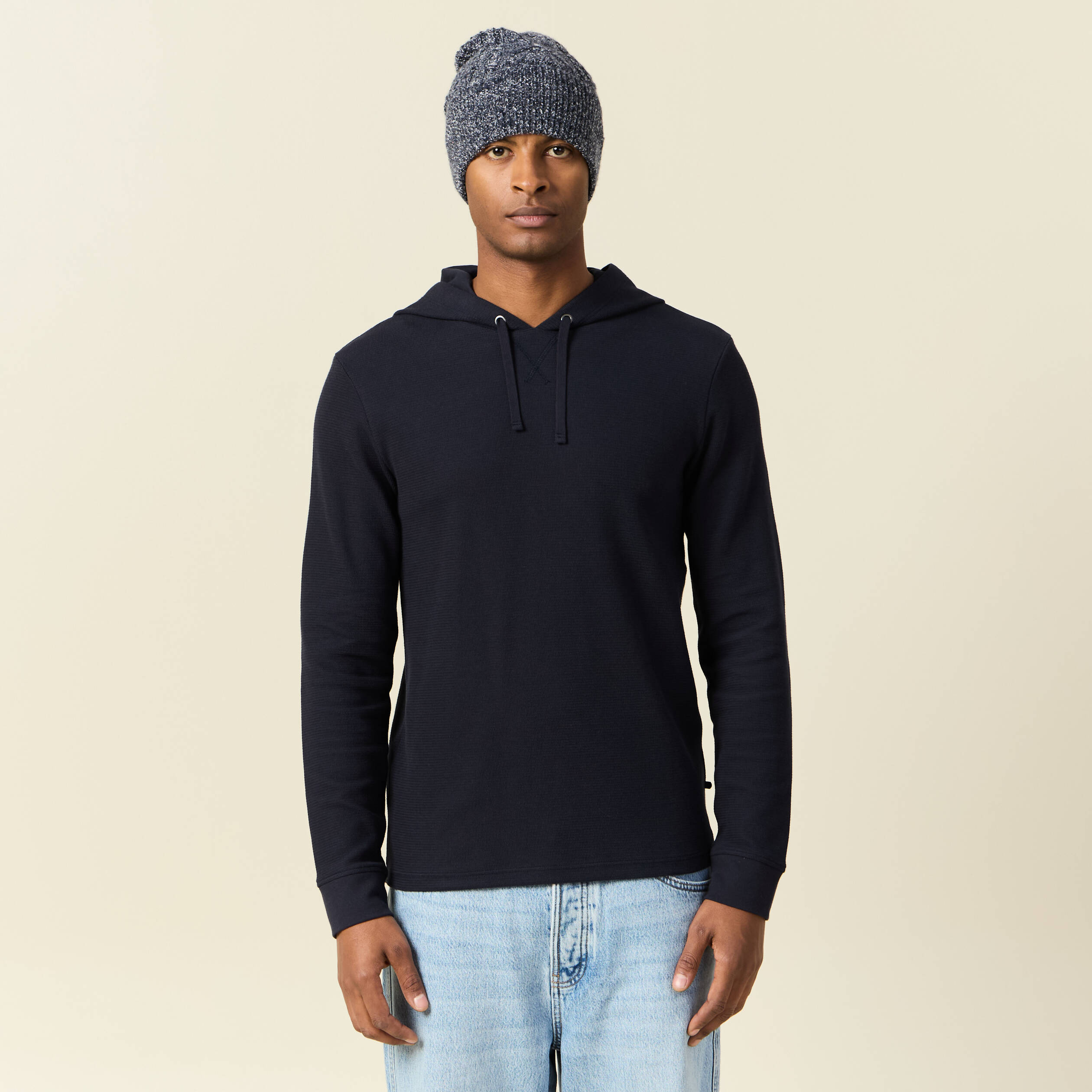 T-shirt à capuche bleu marine homme