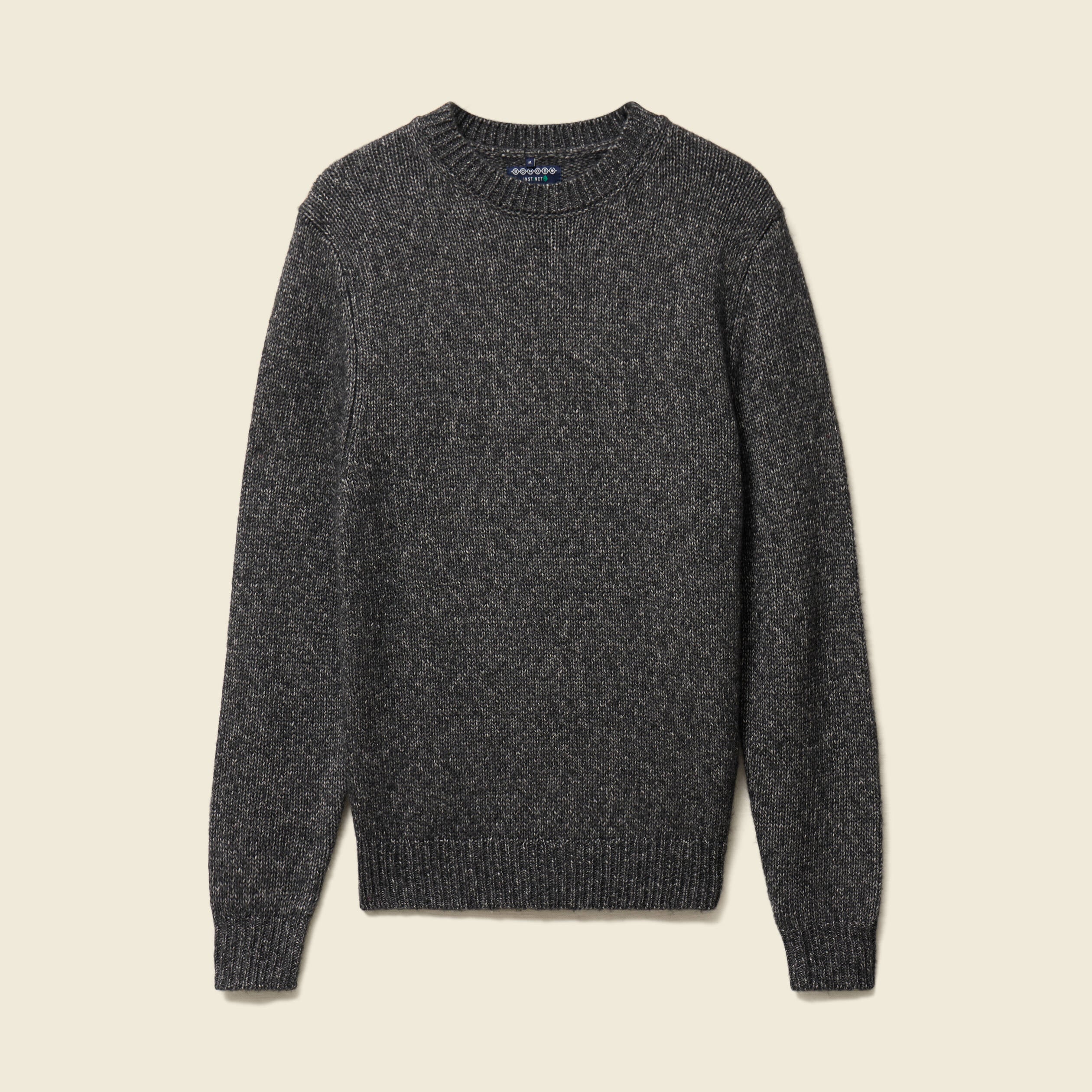 Pull manches longues col rond noir homme