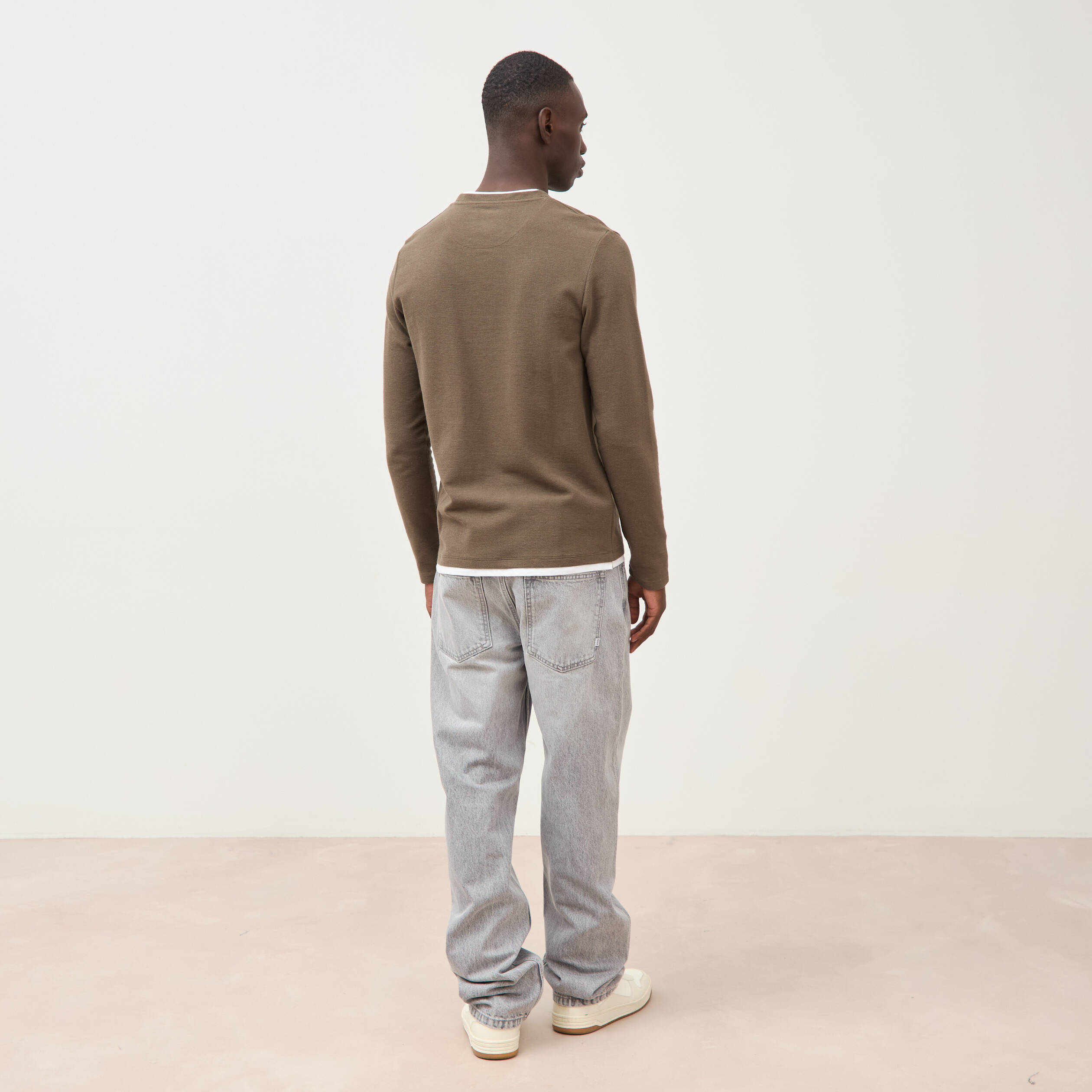 T-shirt manches longues taupe homme