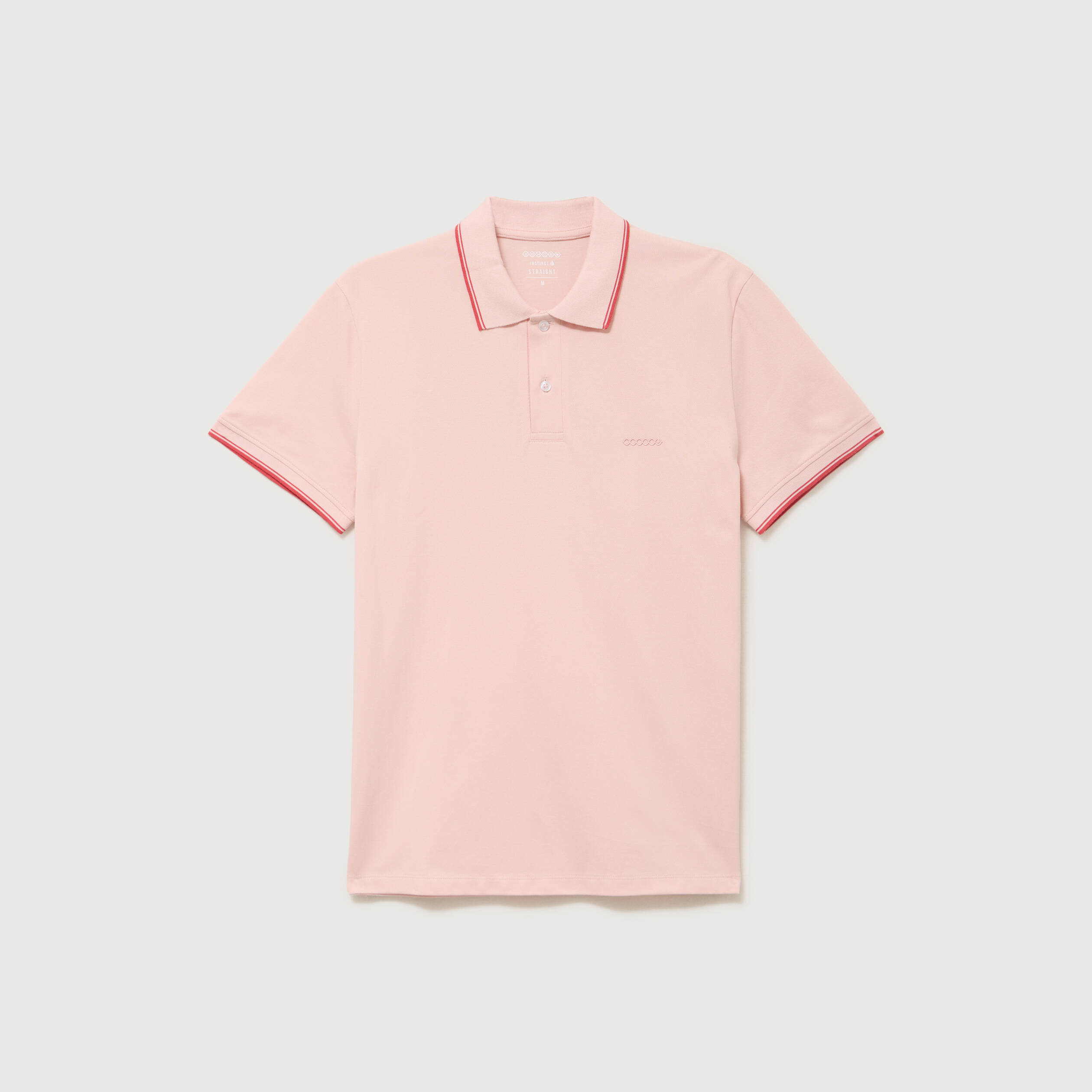 Polo cintr&eacute; en coton manches courtes rose poudr&eacute;e homme