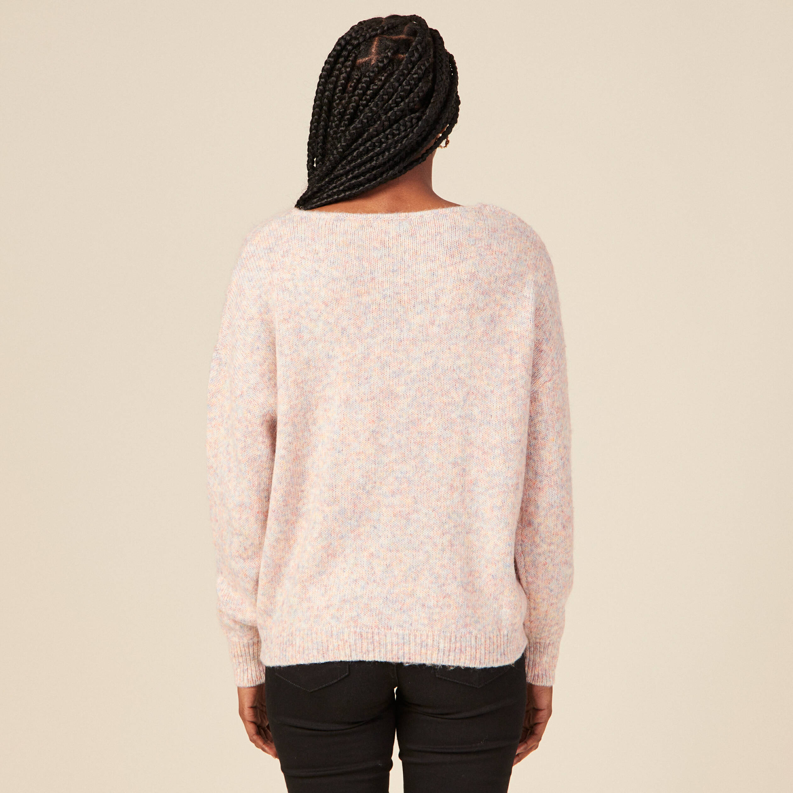 Pull manches longues violet foncé femme