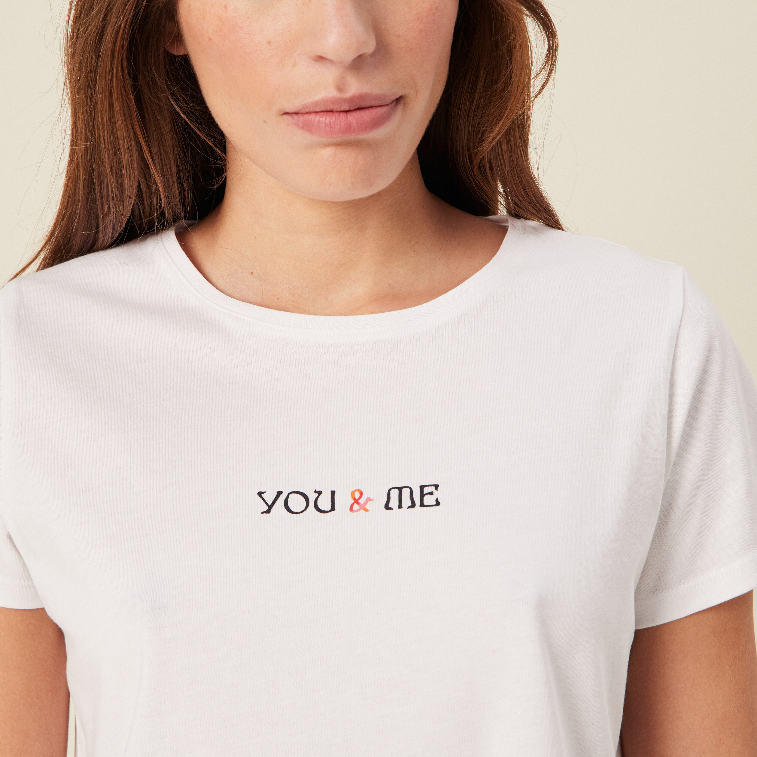 T-shirt à manches courtes ecru femme
