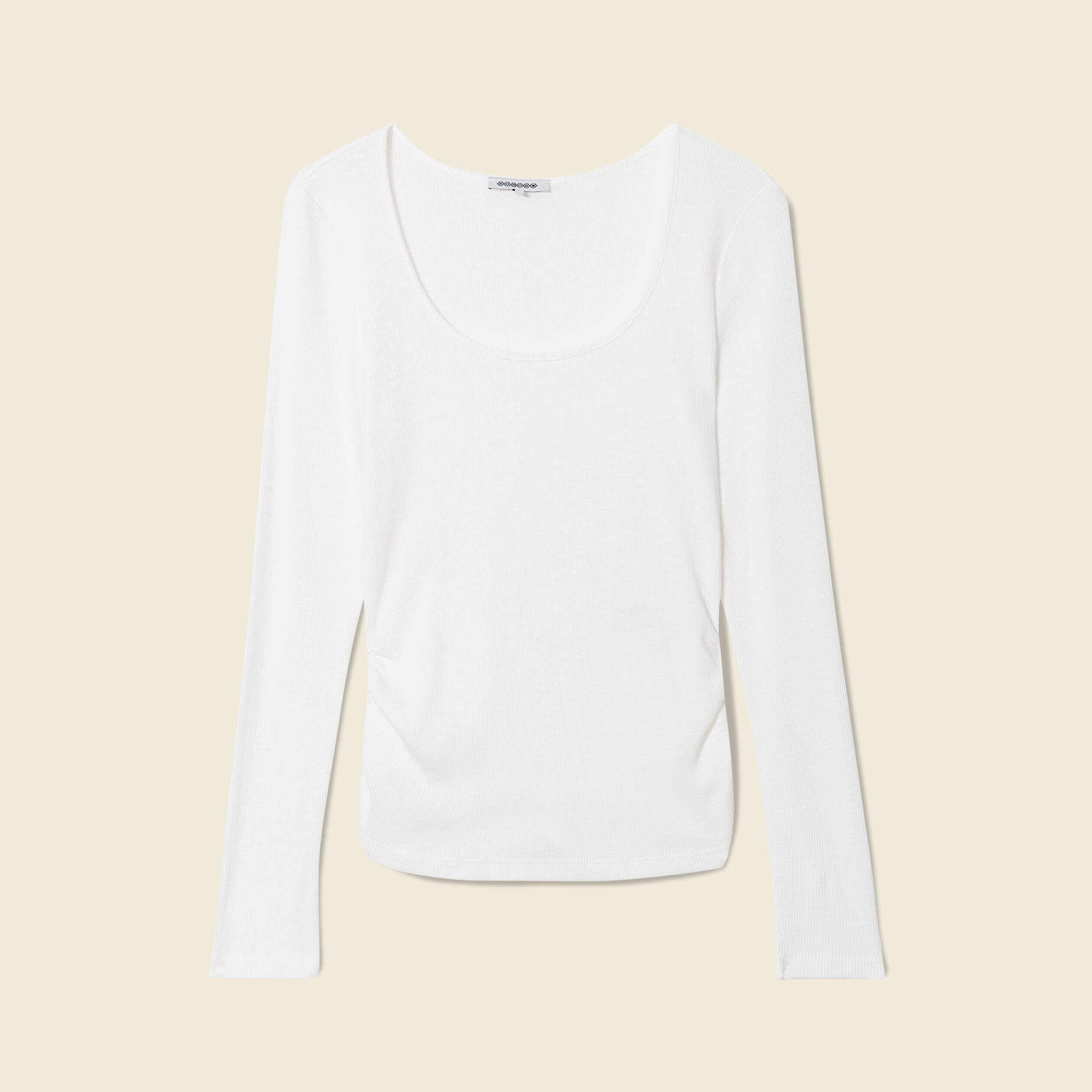t shirt manches longues cotele ecru femme T-shirt manches longues côtelé ecru femme