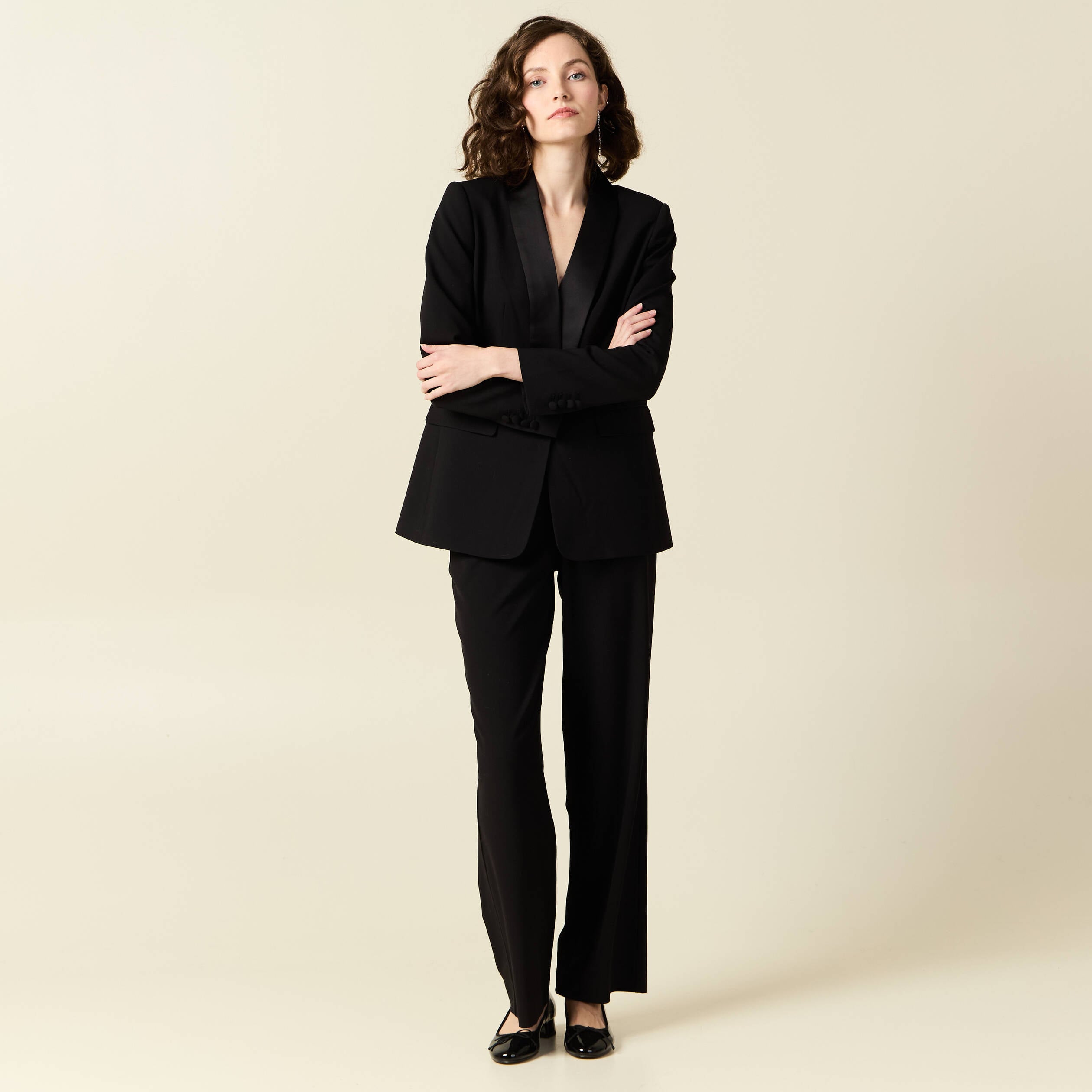 Pantalon straight taille haute noir femme