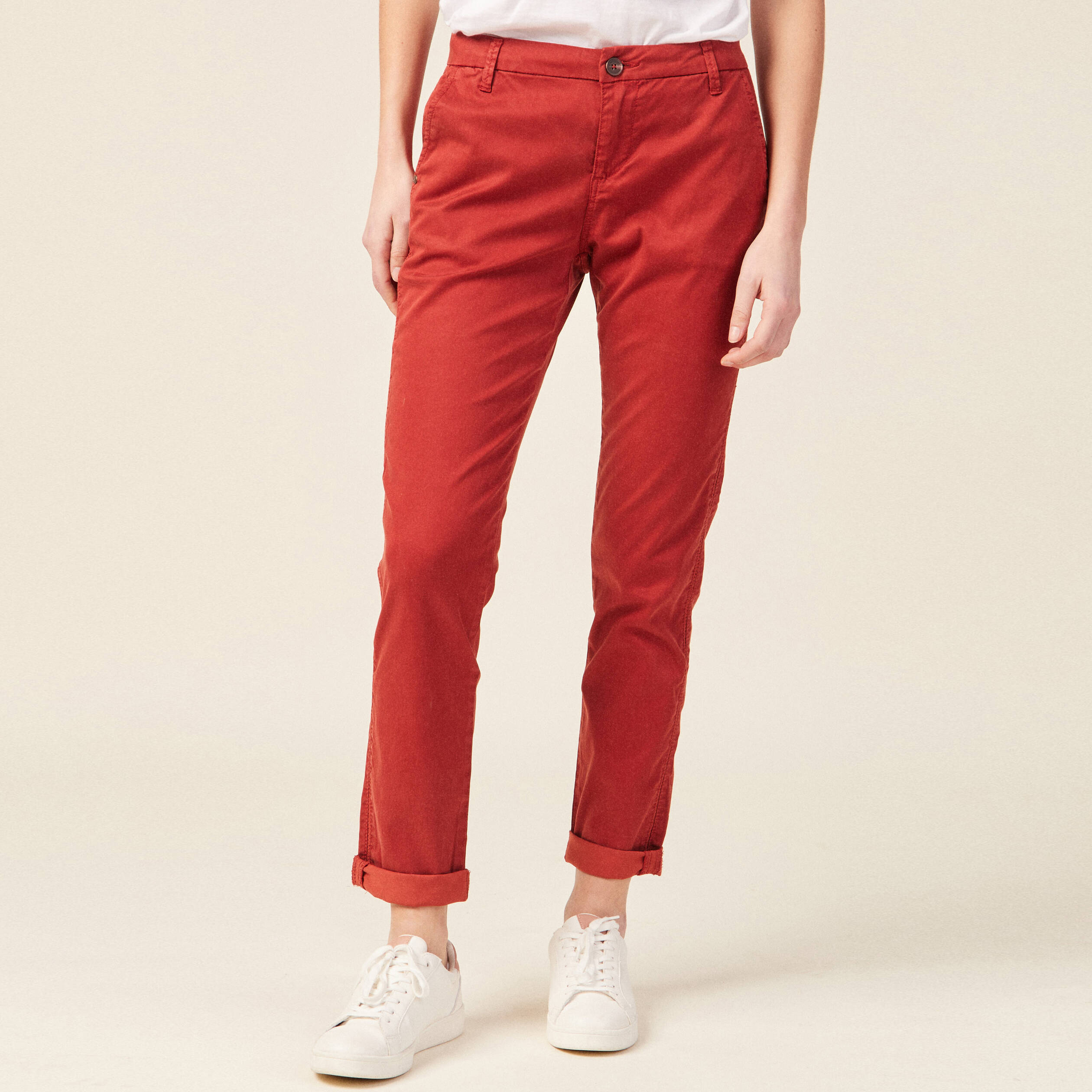 pantalon chino instinct orange fonce femme Pantalon chino Instinct orange foncé femme