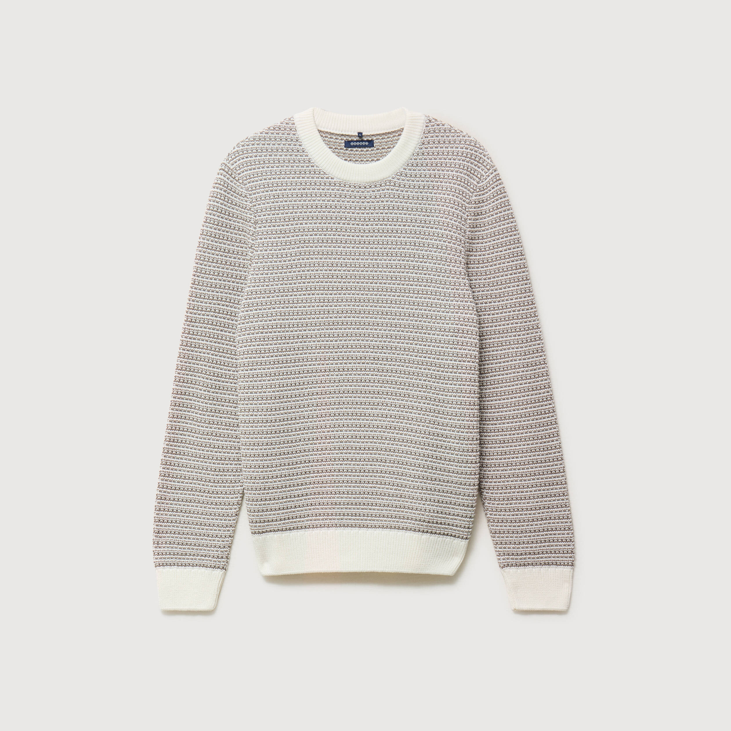 Pull droit col rond manches longues ecru homme