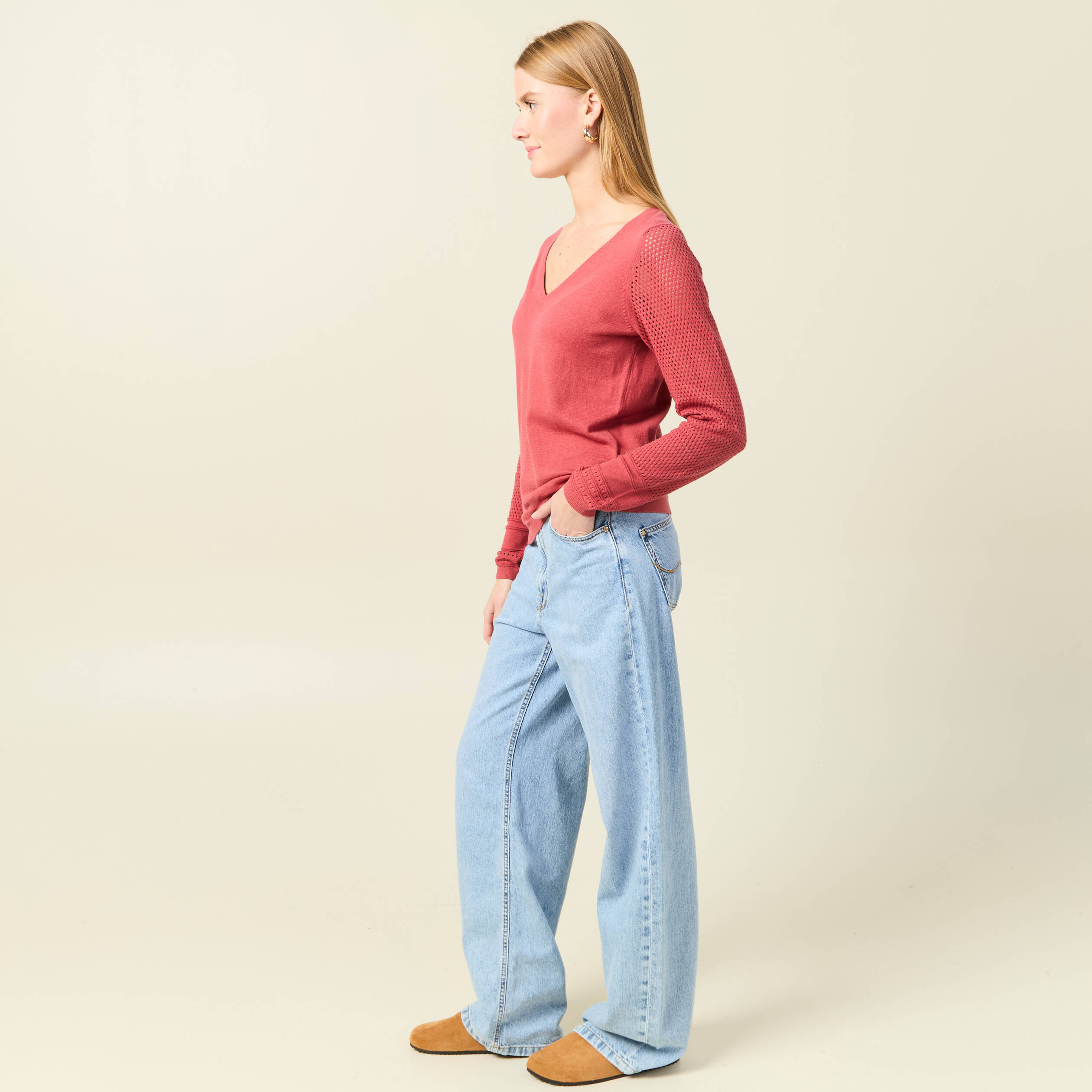 pull a manches longues rose framboise femme Pull à manches longues rose framboise femme