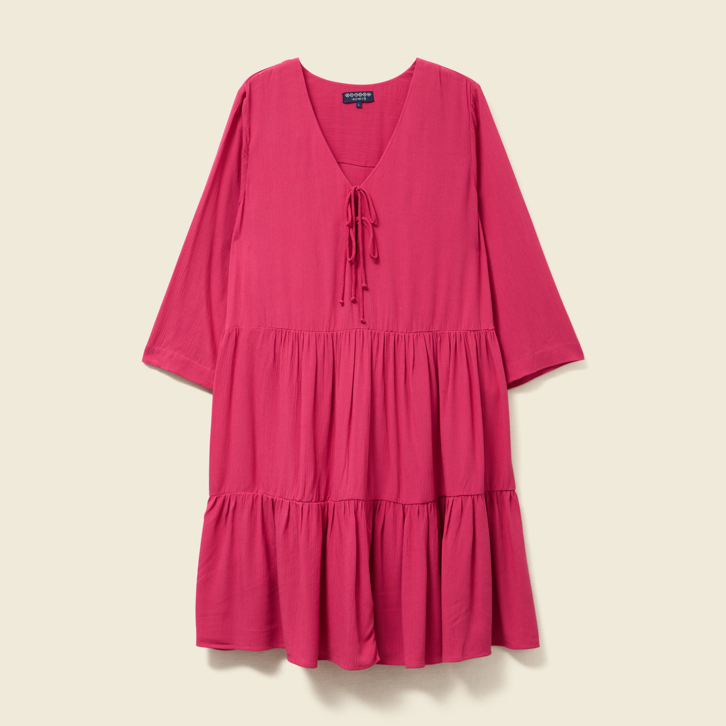 robe evasee manches 34 rose framboise femme Robe évasée manches 3/4 rose framboise femme