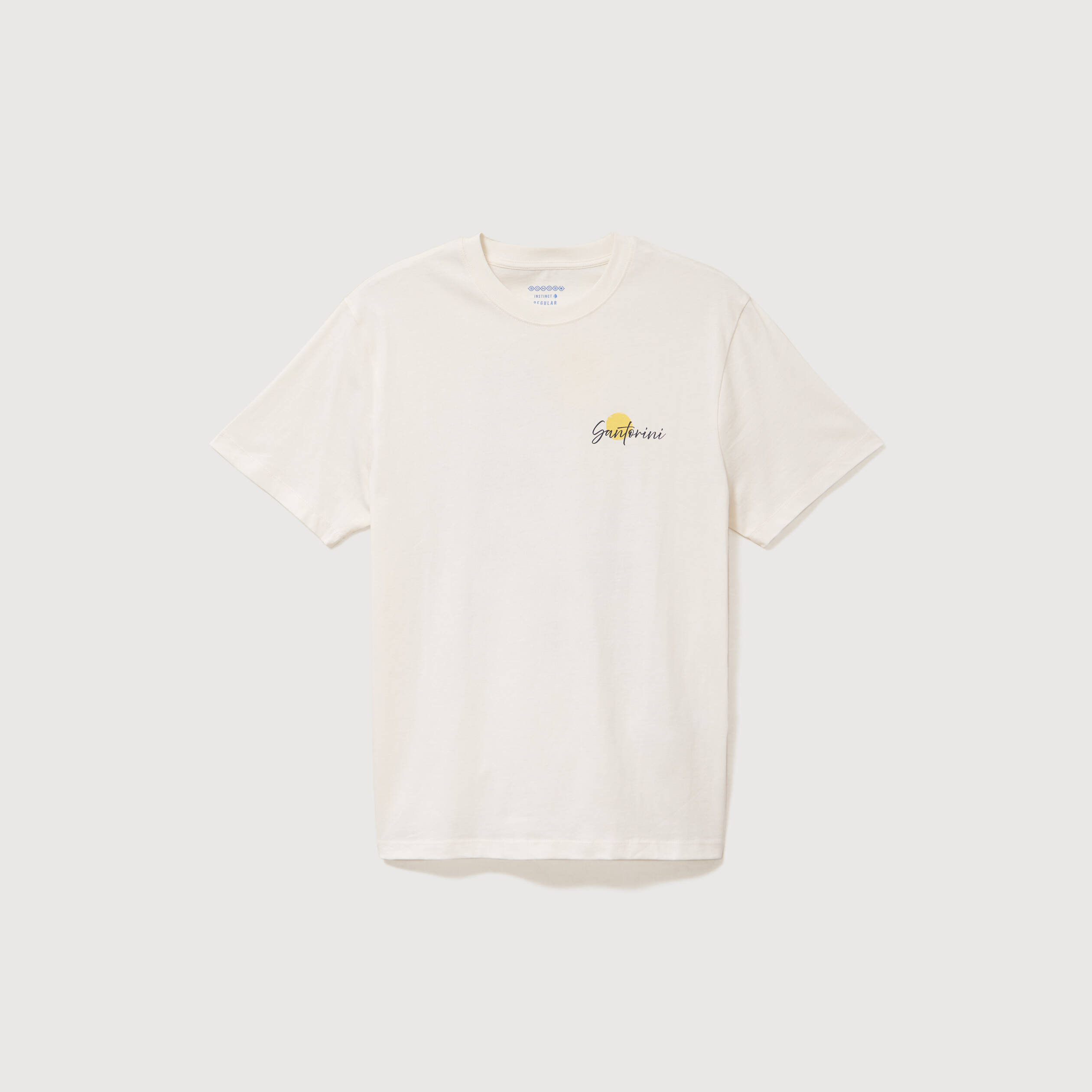 T-shirt droit en coton col rond ecru homme