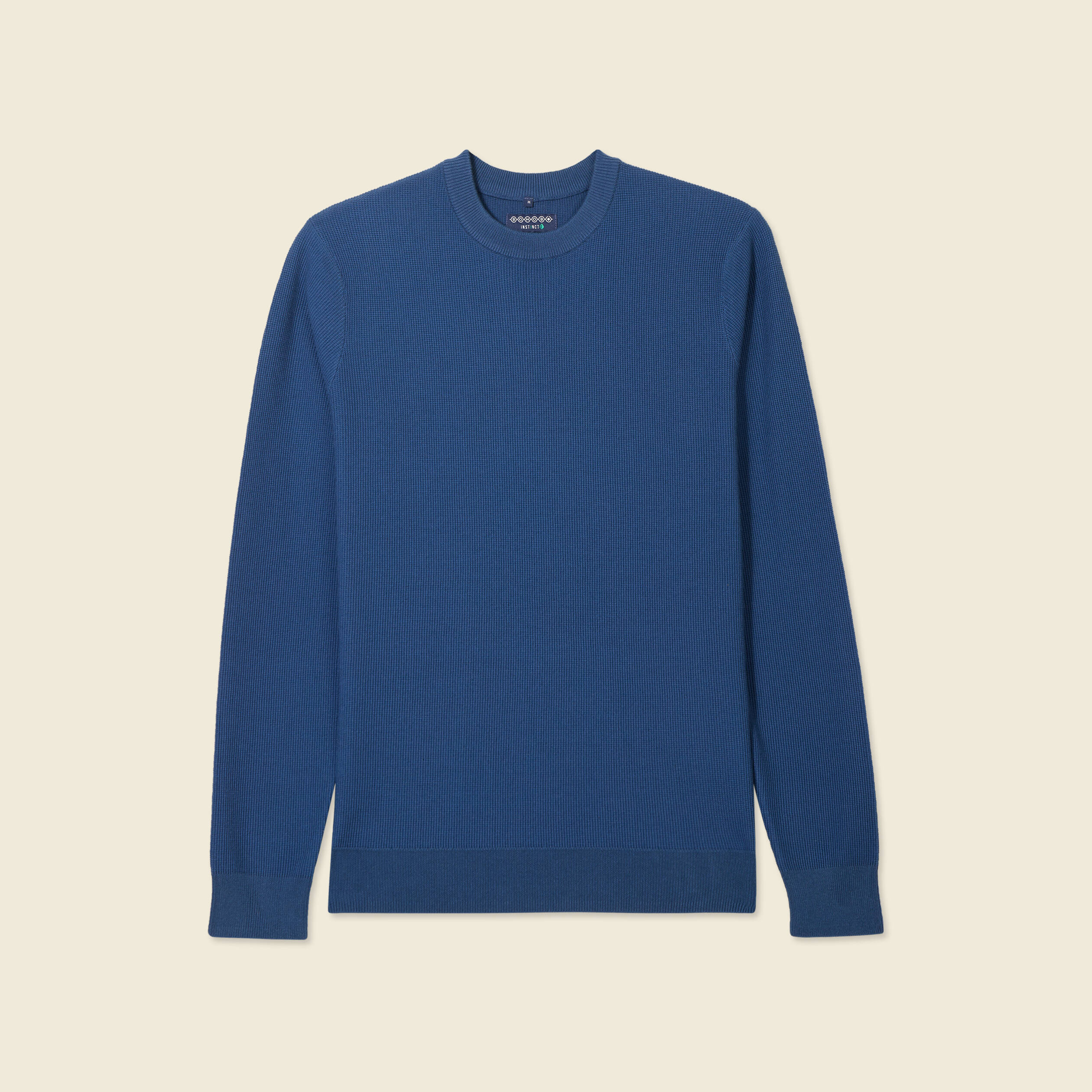 Pull fin col rond manches longues bleu fonc&eacute; homme