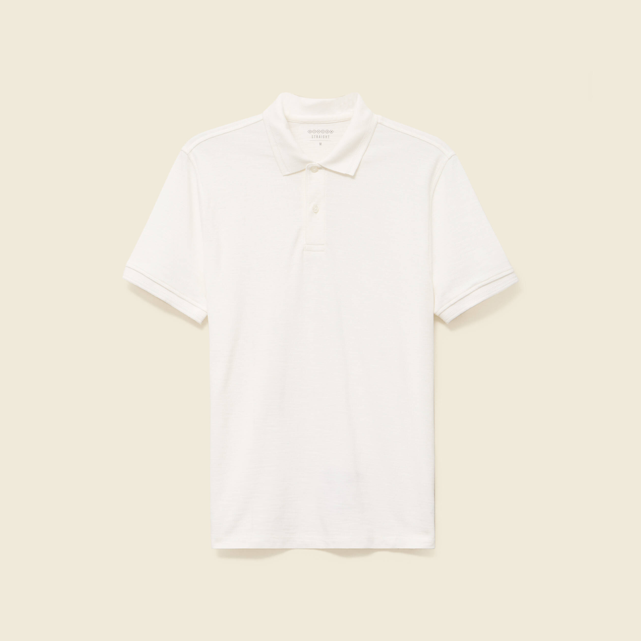 Polo cintr&eacute; manches courtes en coton ecru homme