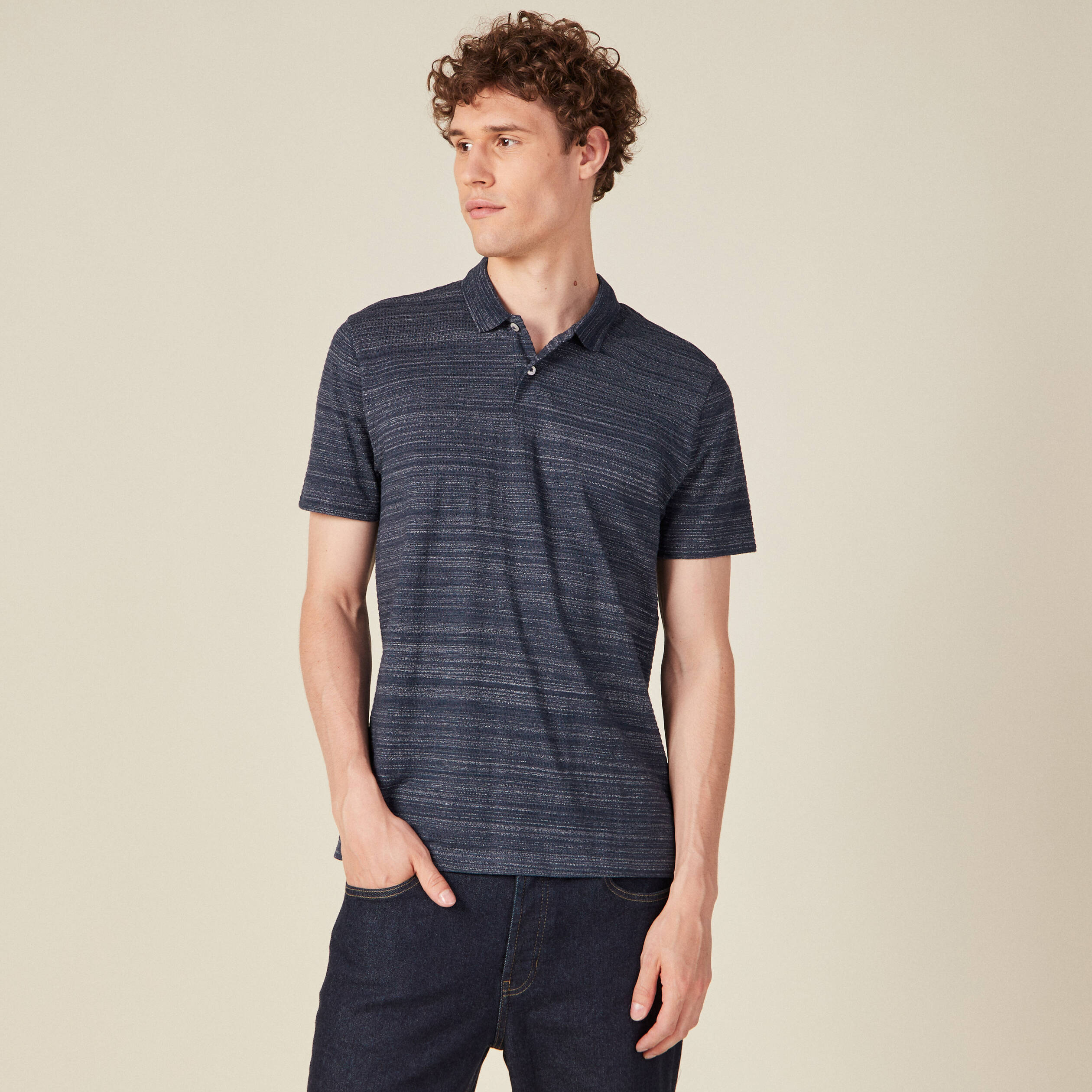 Polo manches courtes bleu marine homme