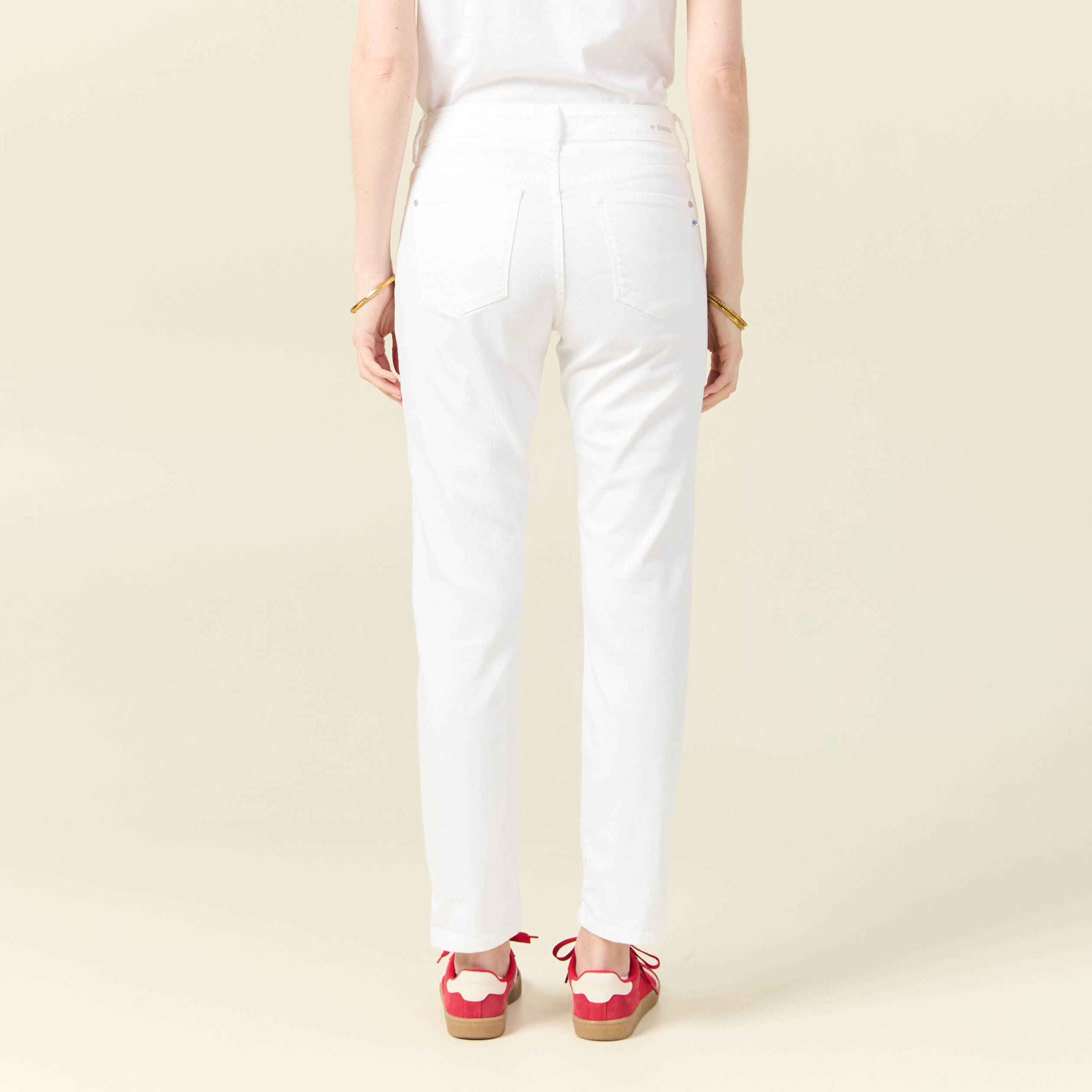 jeans girlfriend taille haute denim blanc femme Jeans girlfriend taille haute denim blanc femme