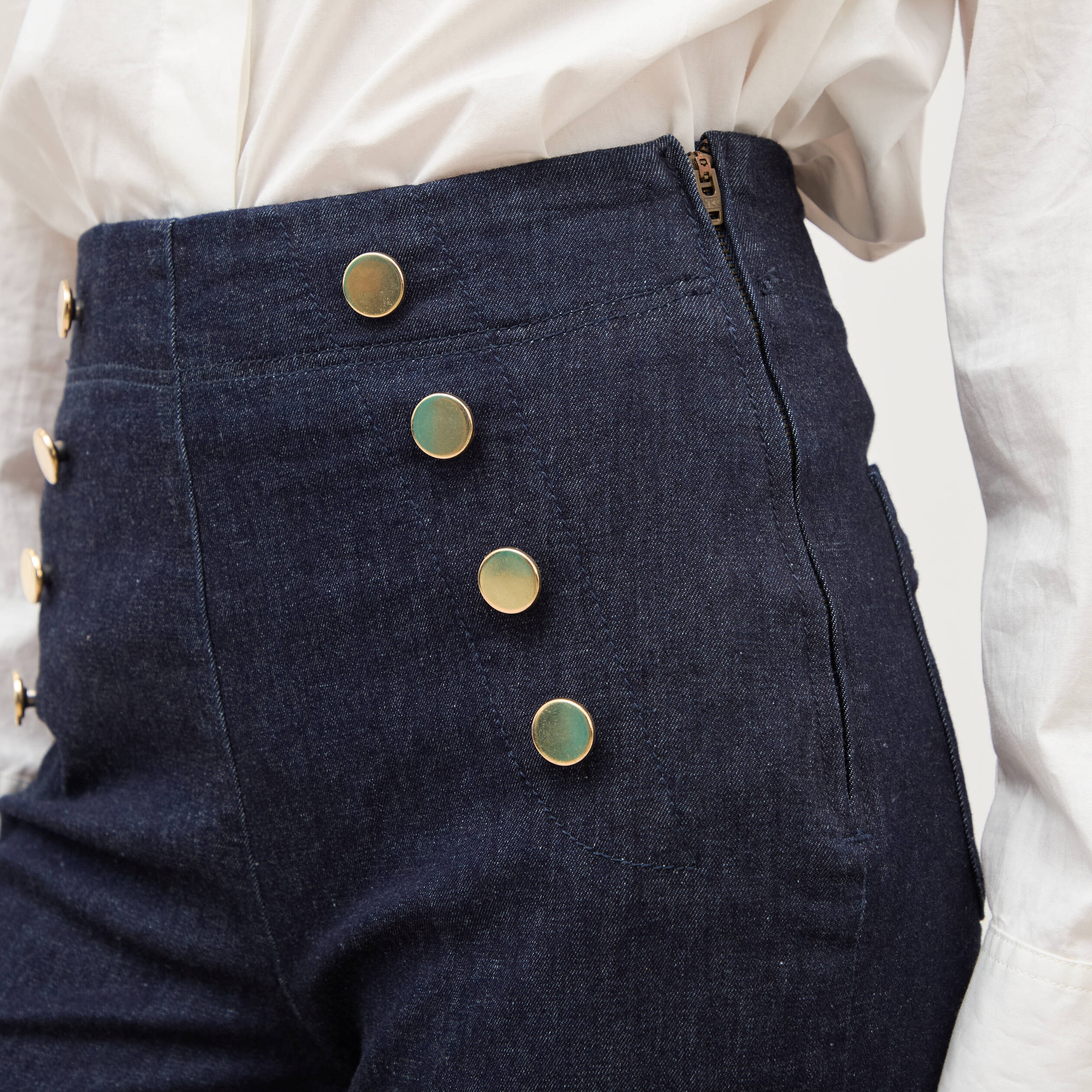 Jeans flare &agrave; pont denim brut femme