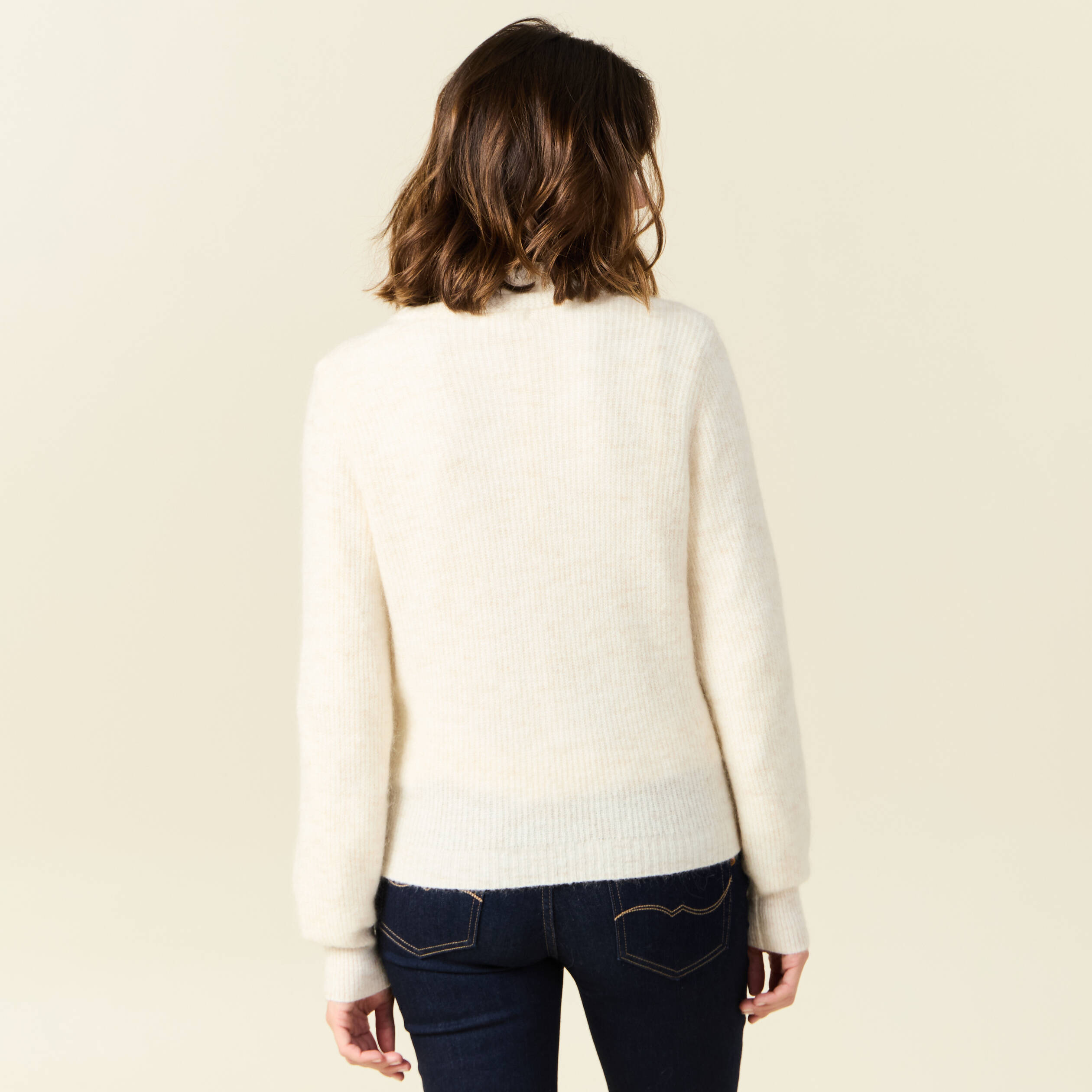 gilet manches longues creme femme Gilet manches longues creme femme