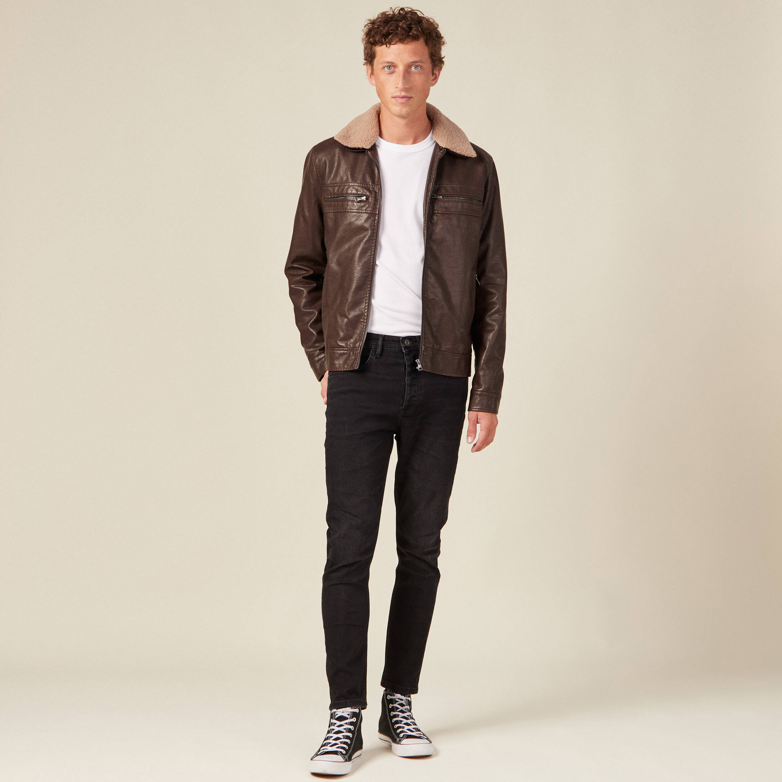 Jeans tapered 5 poches denim noir homme