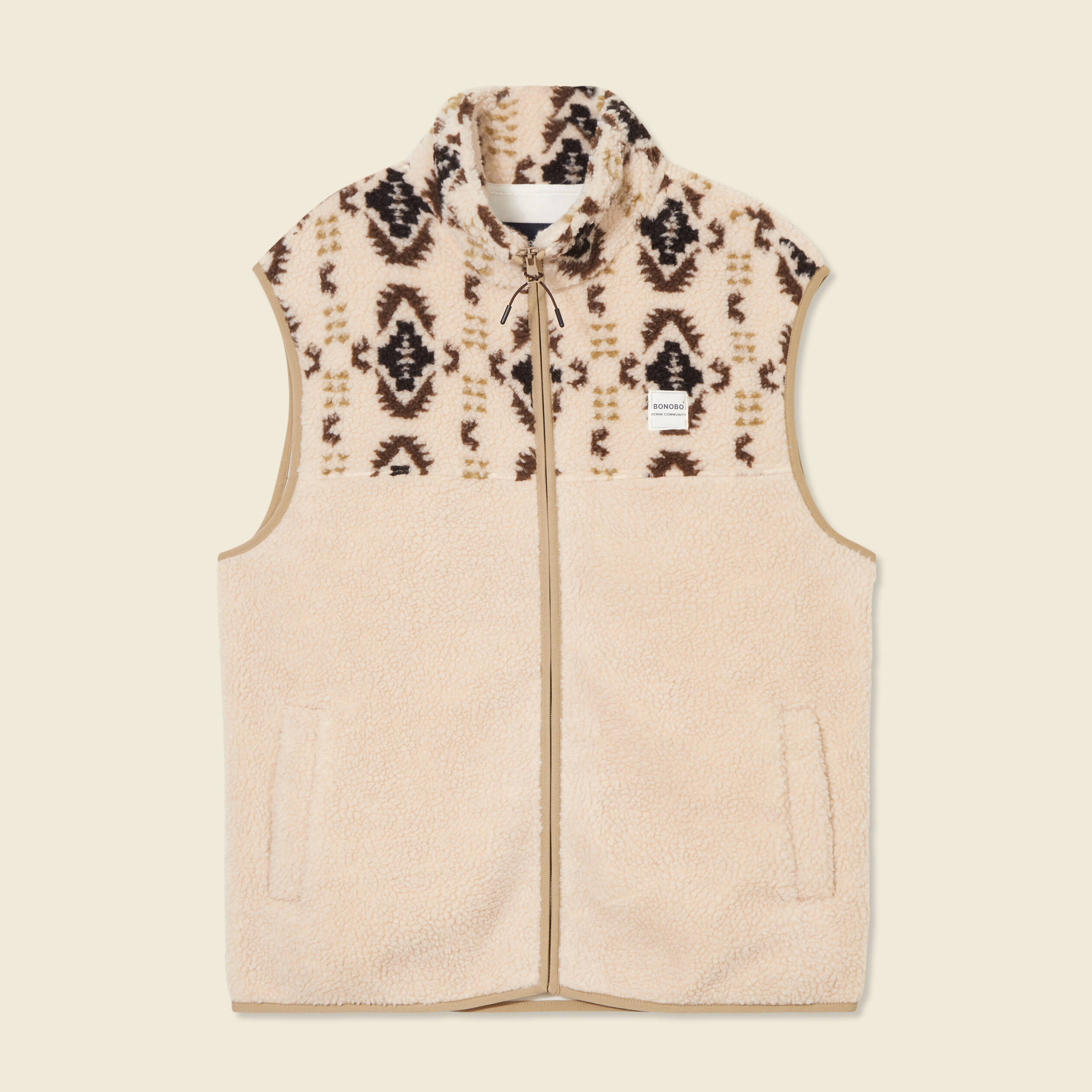 Gilet sans manches zipp&eacute; ecru homme