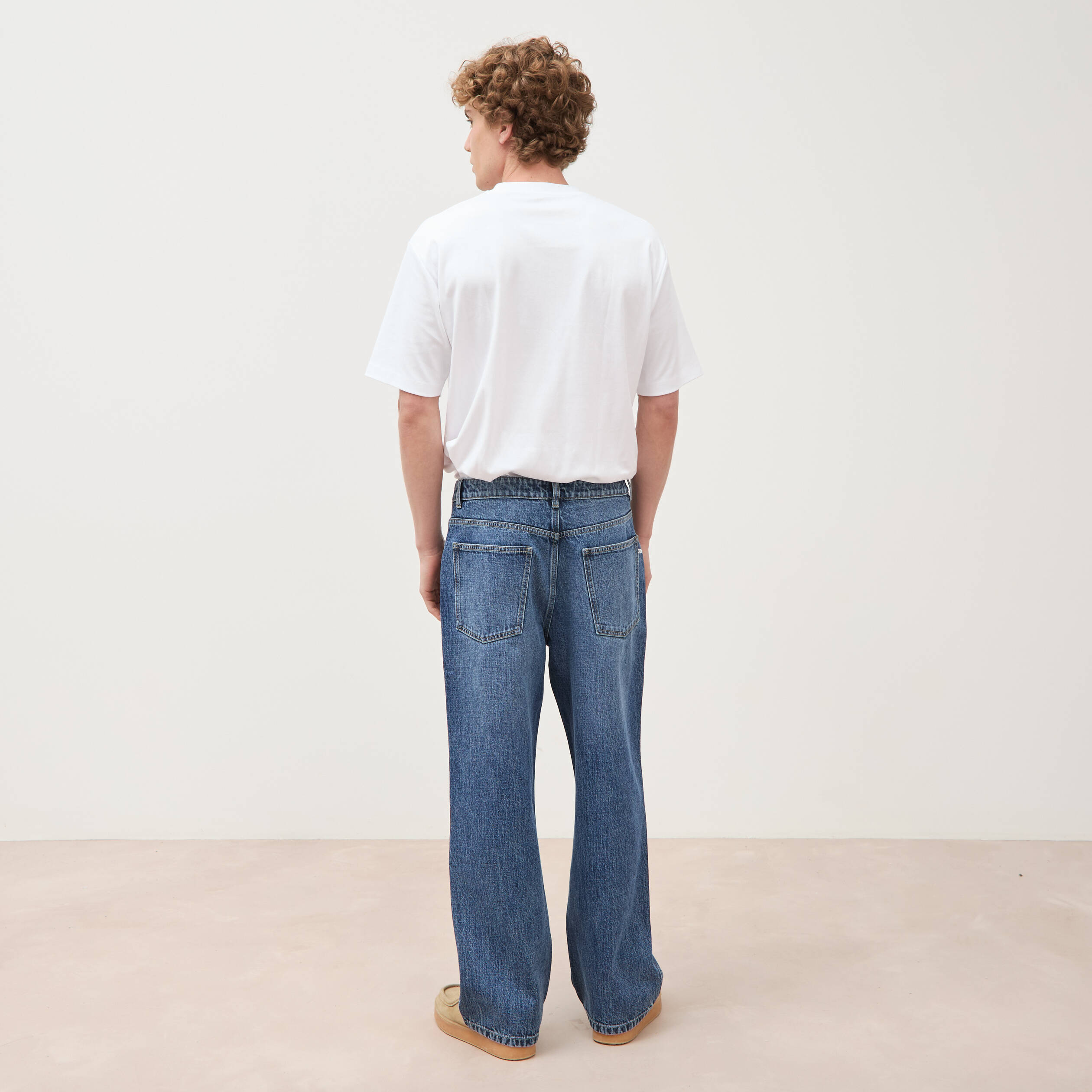 Jeans loose longueur 32 en coton denim stone homme