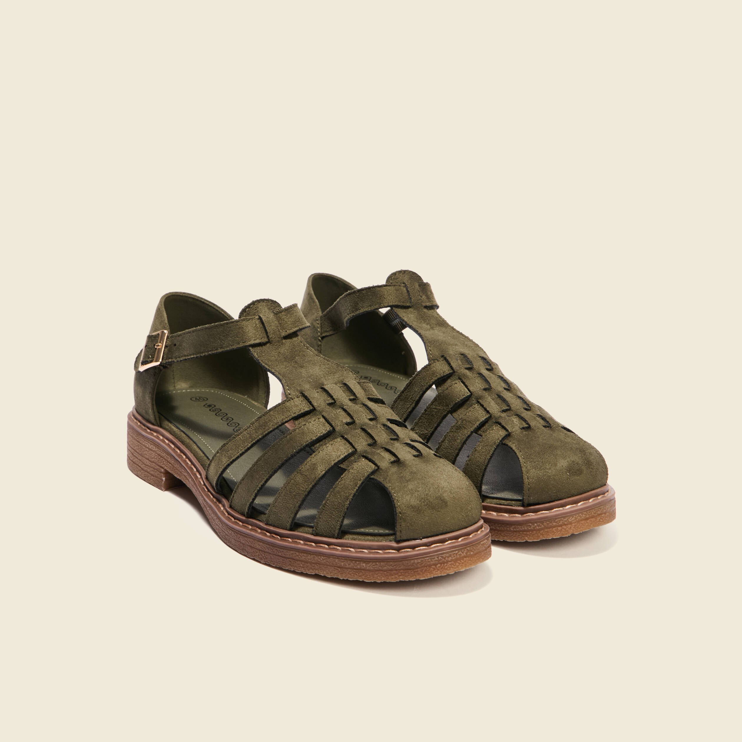 sandales plates metallisees vert kaki femme Sandales plates métallisées vert kaki femme