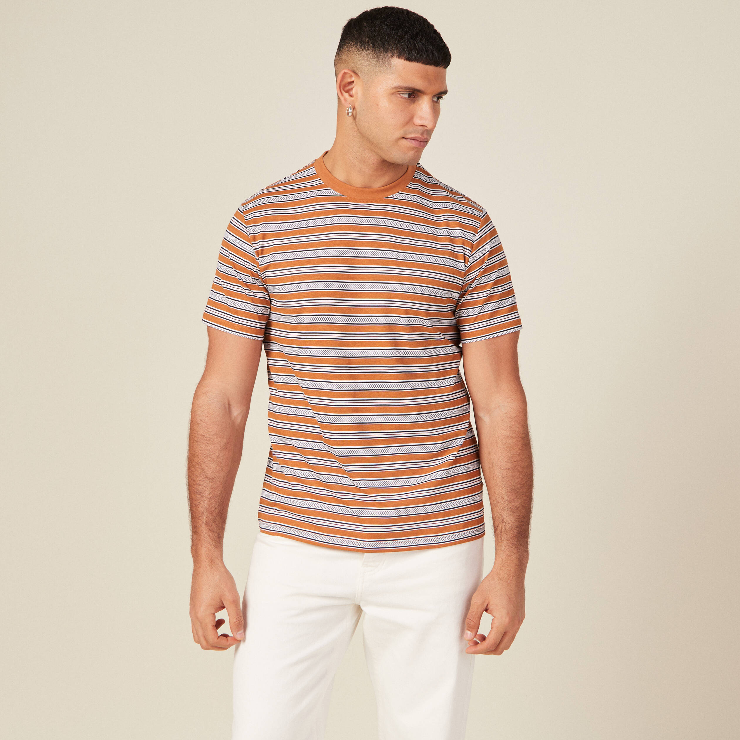 t shirt manches courtes marron clair homme T-shirt manches courtes marron clair homme