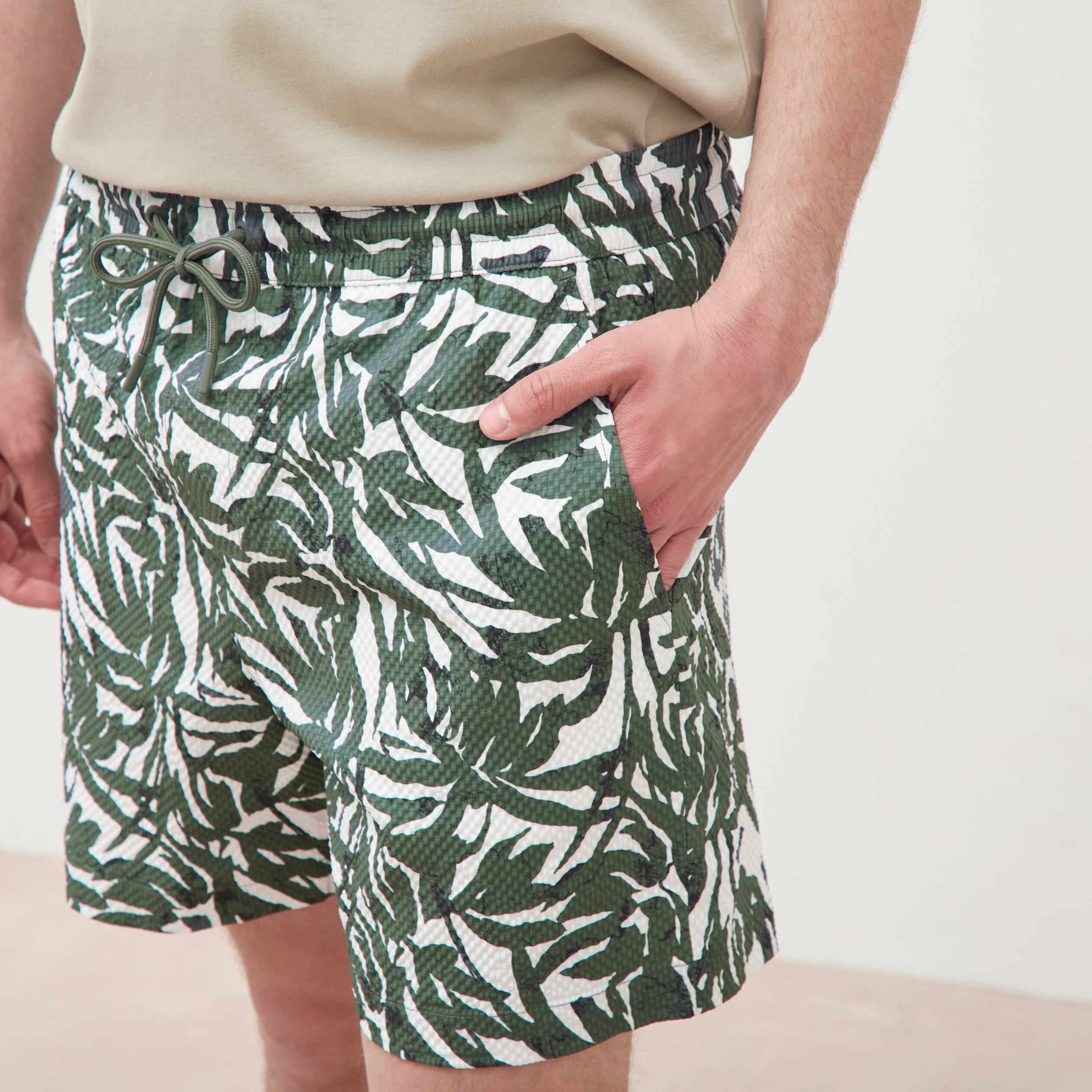 Maillot de bain doubl&eacute; vert kaki homme